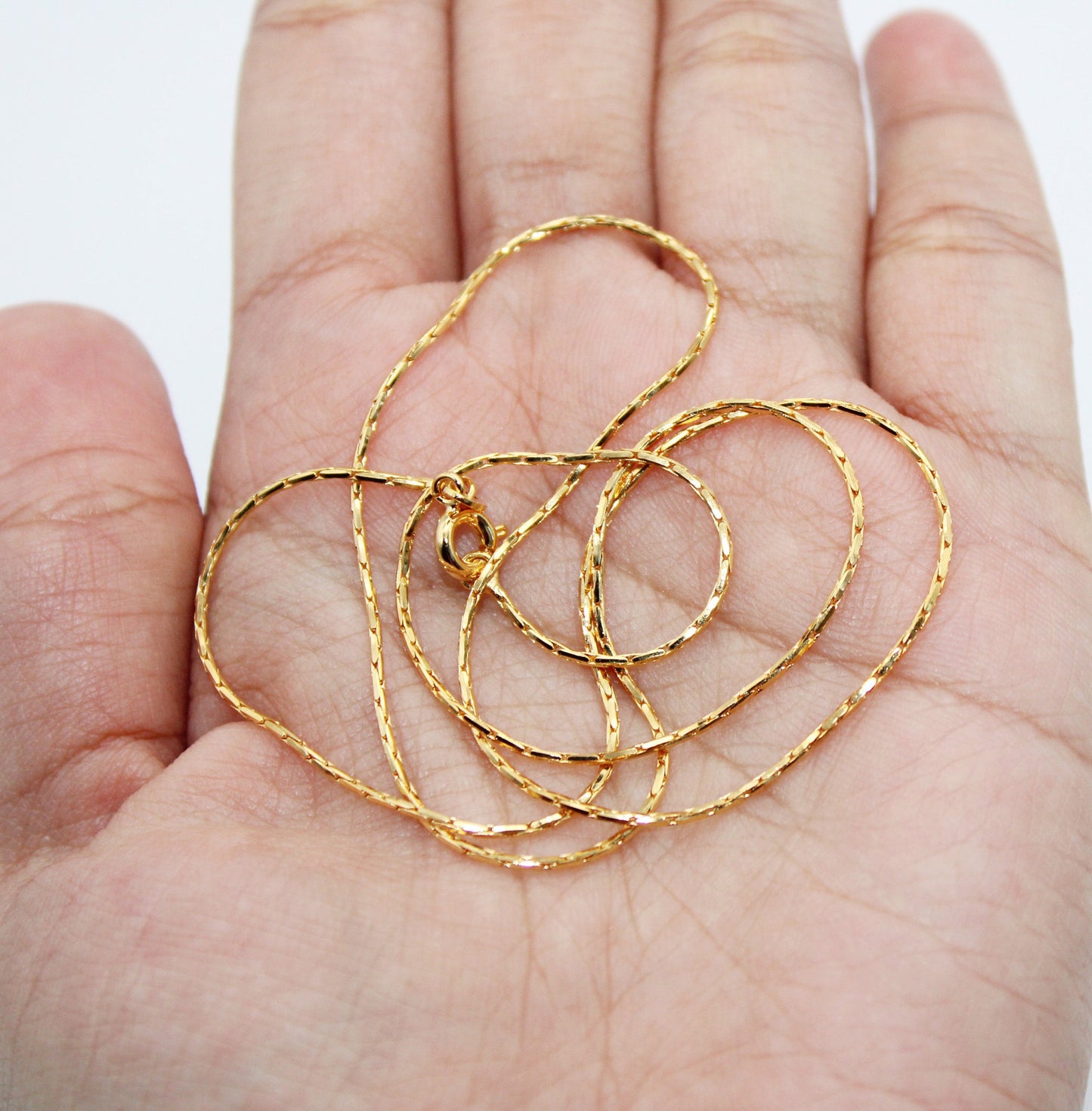 Dainty 1mm Snake Chain Necklace, Gold Plated 18k Snake Chain, 50cm Length Necklace, Great Quality, Jewelry Supplies, 192