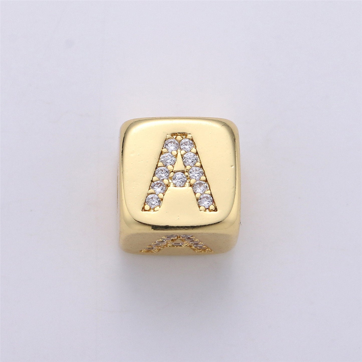 9x9mm Gold Initial Letter Beads, Alphabet Beads, Initial Beads, Alphabet Blocks Micro Pave Initial Block CharmforBracelet Necklace