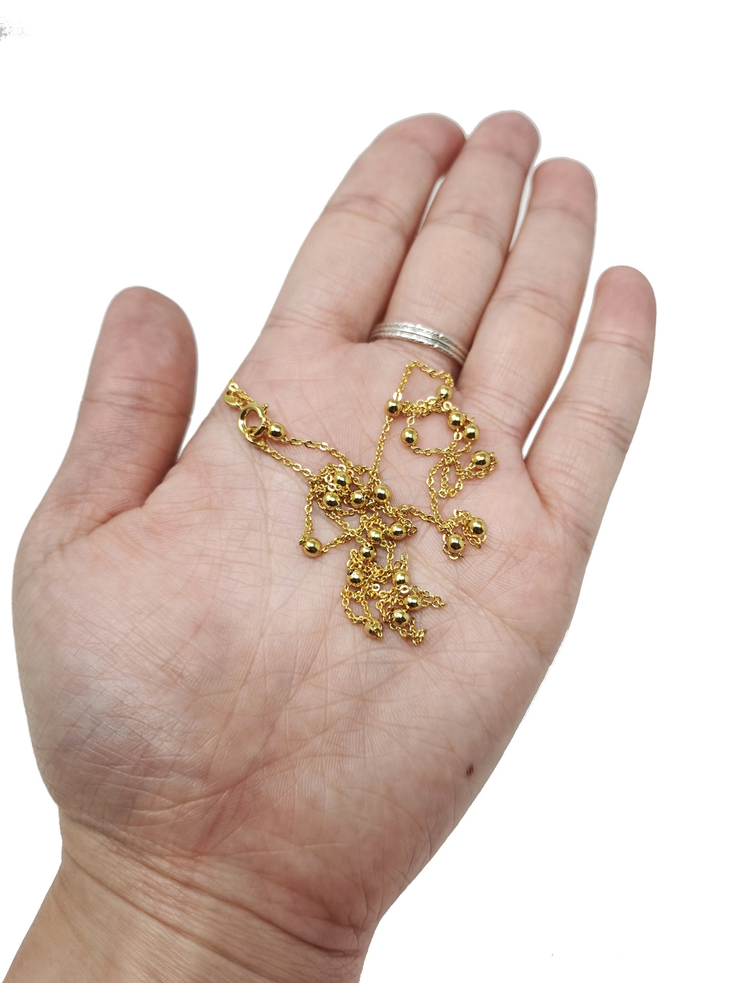 1pc 23.5 inches Gold Ball Satellite Necklace Chain,Satellite Gold Satellite Choker Chain,Spring Ring Clasp for DIY chain 393