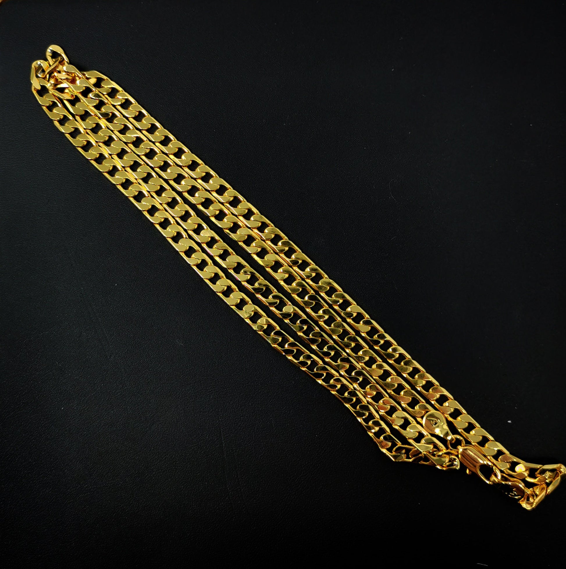 1pc 23.5'' Ready to Use 24K Gold Filled Cuban CurbNecklace ChainLayer Cuban Curb Chain Dainty Necklace,ForPendant Charm Necklace Making, 416