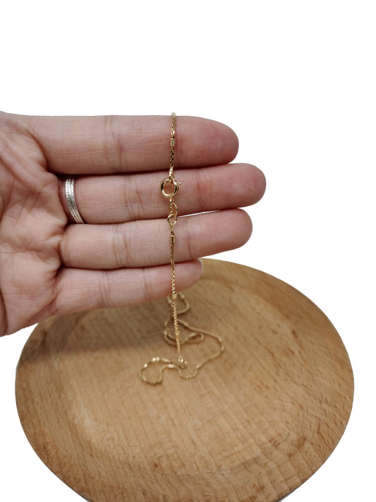 1pc 17.7'' ready to wear 18k Gold Filled Square Box Chain Necklace, Layering necklace Chain For Jewelry Making with Pendant Charm, 426