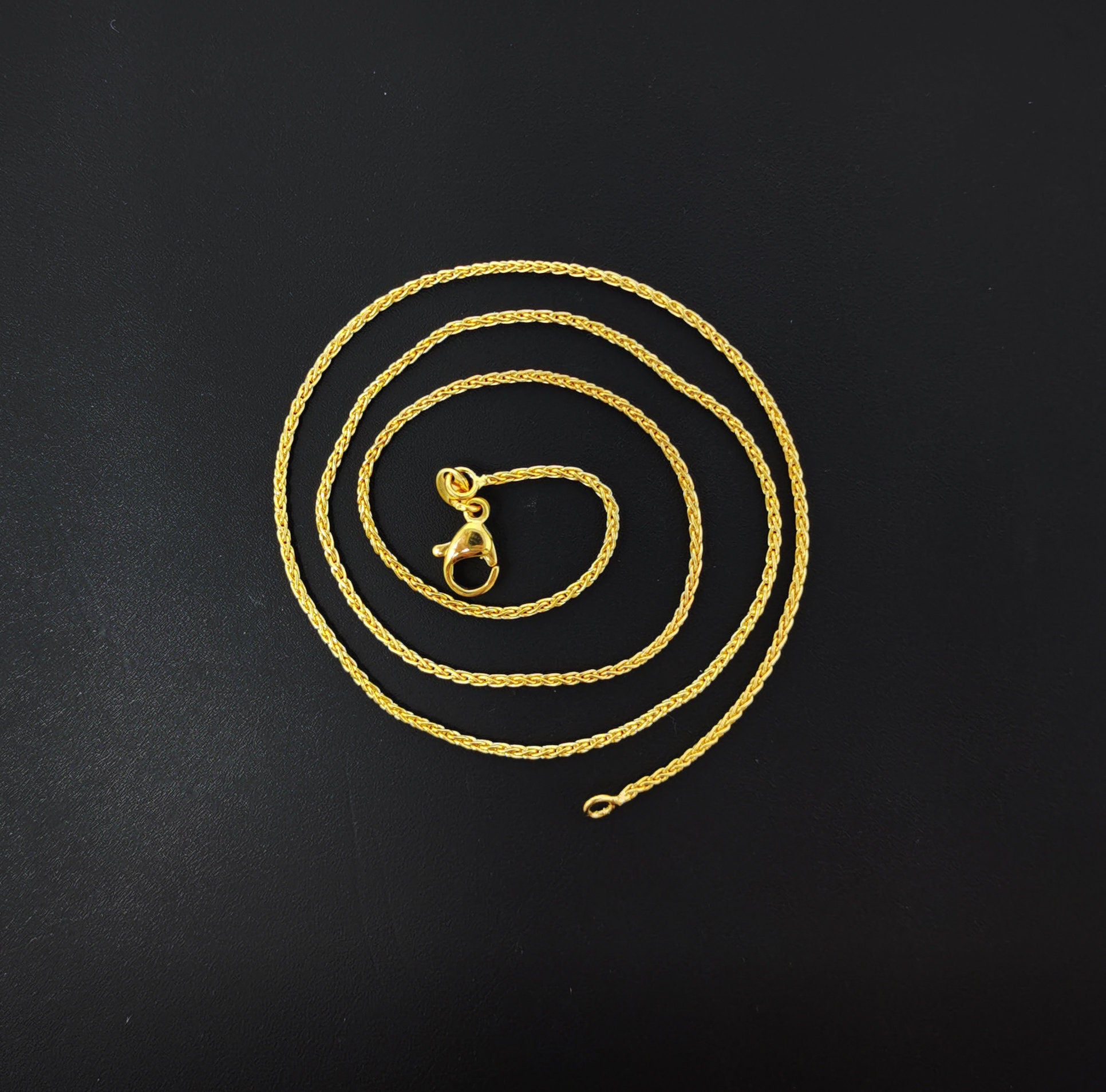 1pc 17.7'' Ready to Use 24K Gold Filled Wheat Necklace Chain, Layer Fox Tail Chain Dainty Necklace, For Pendant Charm Necklace Making,CH-432