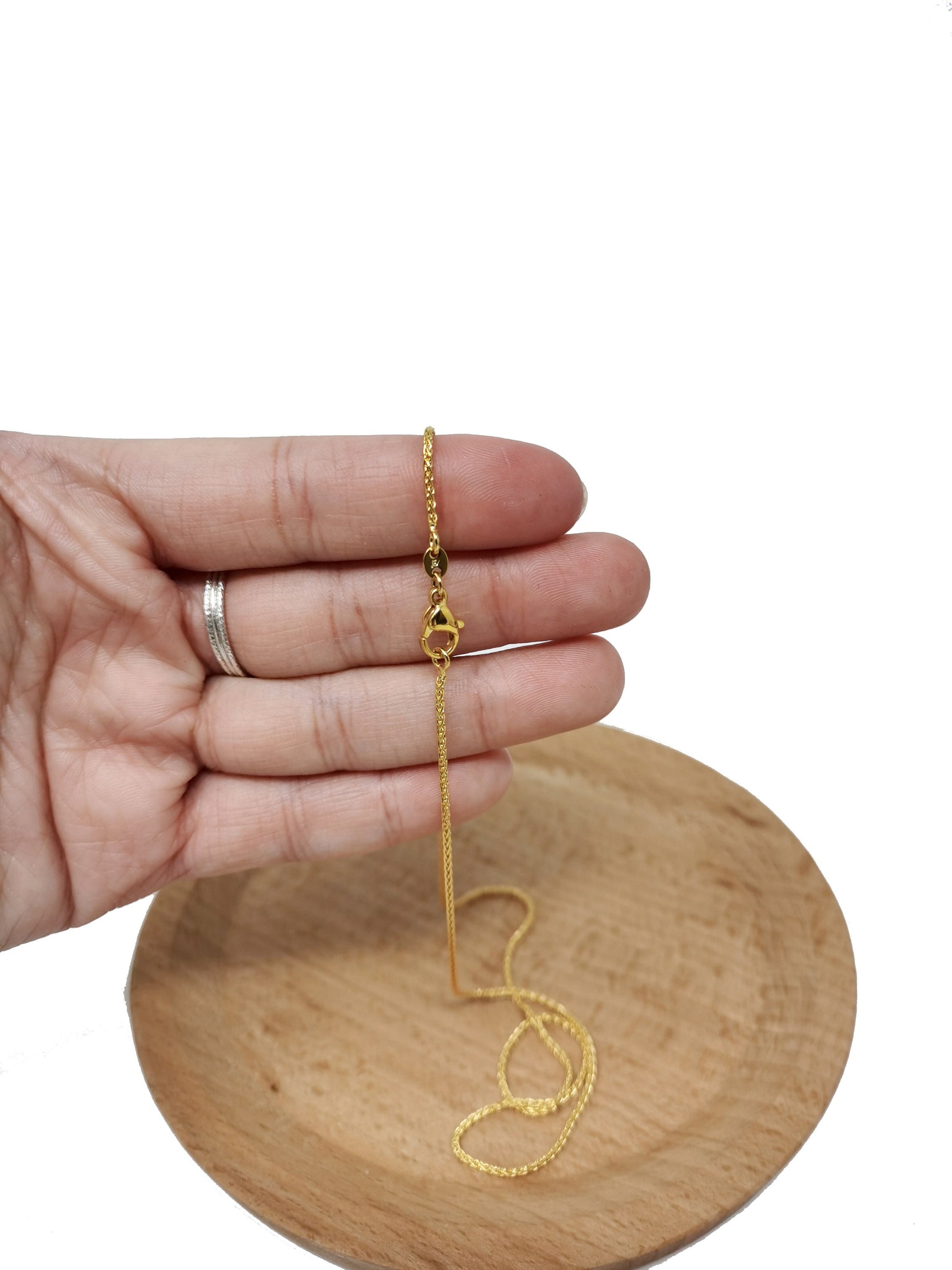 1pc 17.7'' Ready to Use 24K Gold Filled Wheat Necklace Chain, Layer Fox Tail Chain Dainty Necklace, For Pendant Charm Necklace Making,CH-432