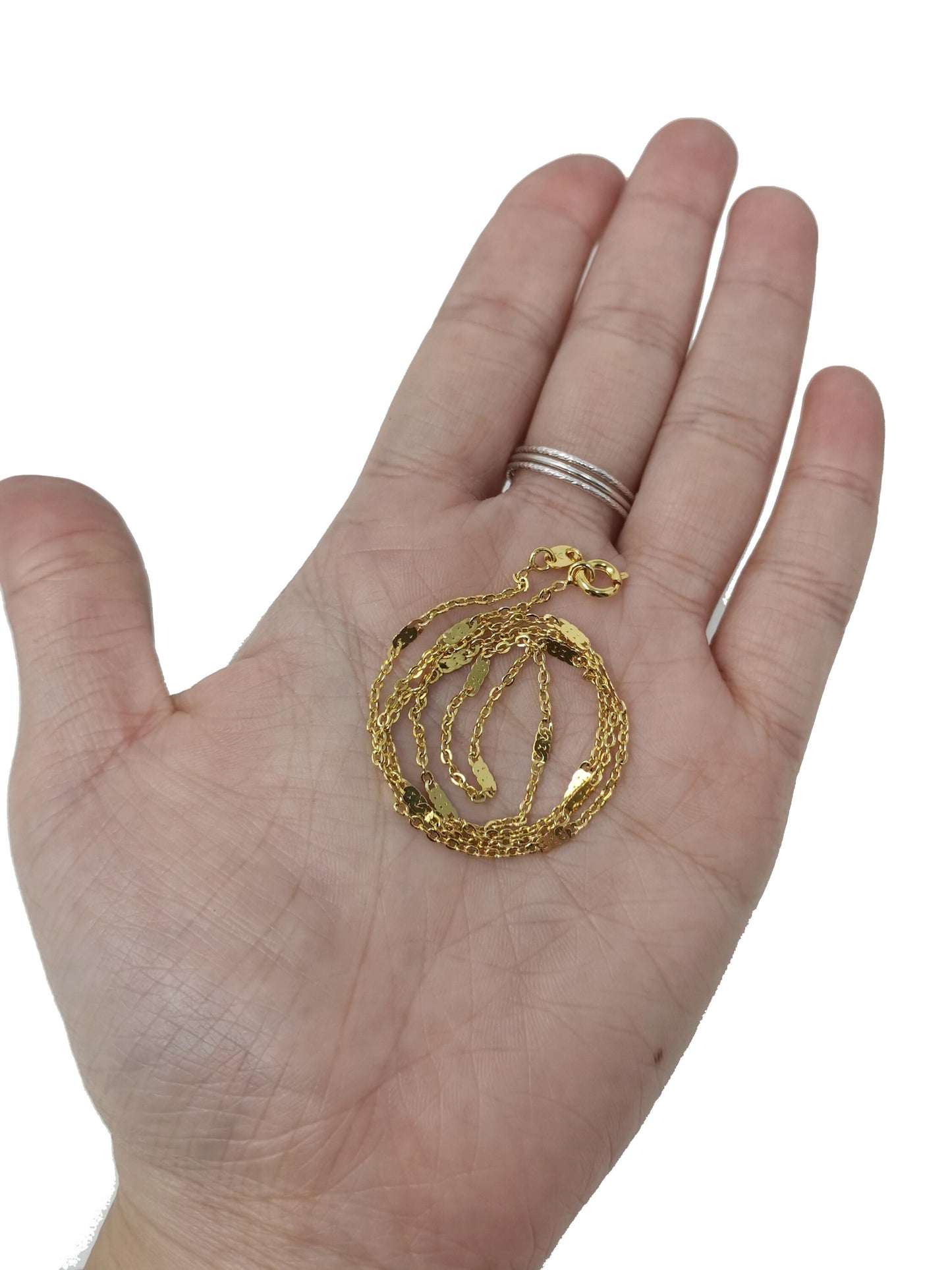17.7'' Ready to Use 24K Gold Filled Thin Rolo Necklace Chain, Layering Rolo Chain Dainty Necklace, For Pendant Charm Necklace Making,CH-436