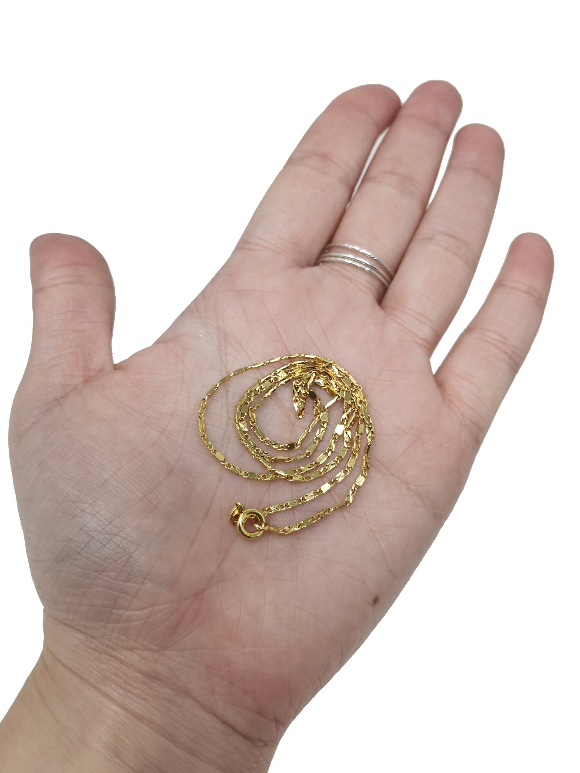 1pc 17.7'' Ready to Use Gold Filled Unique Necklace Chain, Layering Unique Chain Dainty Necklace, Perfect for Pendant Charm Necklace, CH-437