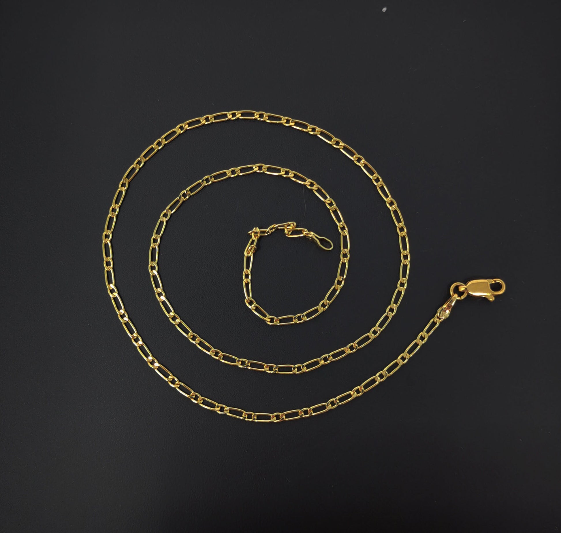 1pc 17.7'' Ready to Use Gold Filled Figaro Necklace Chain, Layering Figaro Chain Dainty Necklace, Perfect for Pendant Charm Necklace, 445