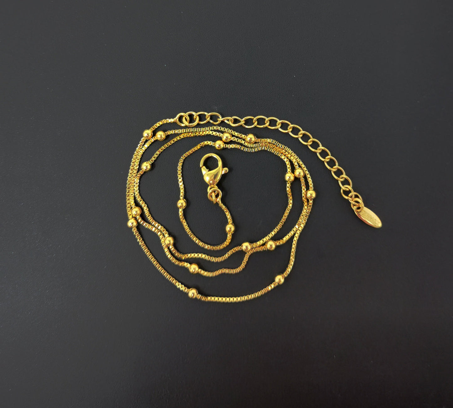 1pc 17.7'' ready to wear 24k Gold Filled Square Box Chain Necklace Layering Dainty Box Chain Jewelry Making with 2'' extender Supply CH-605