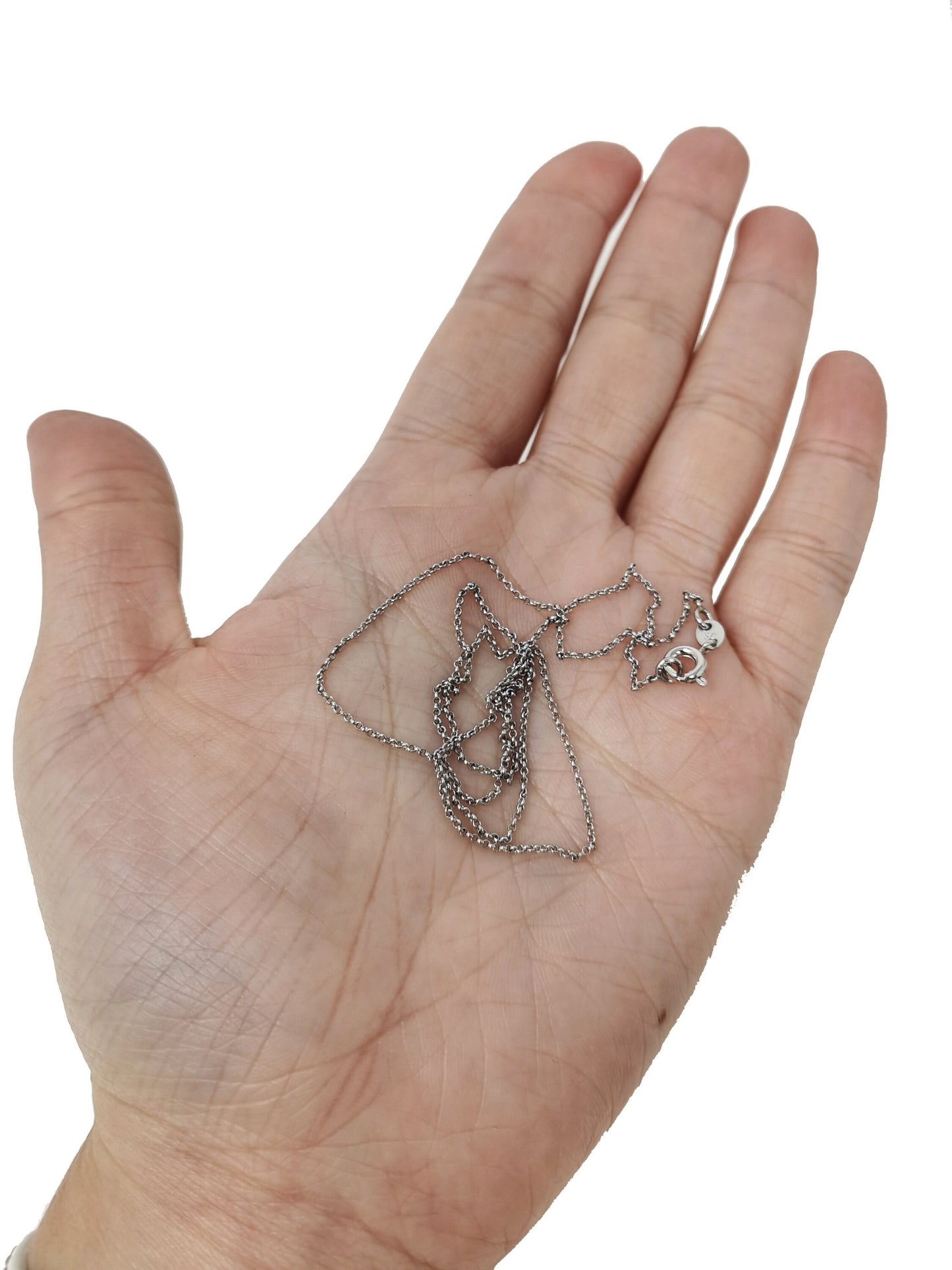 17.7'' Ready to Use White Gold Filled Thin Rolo Necklace Chain, Layering Rolo Chain Dainty Necklace, For Pendant Charm Necklace Making, 451