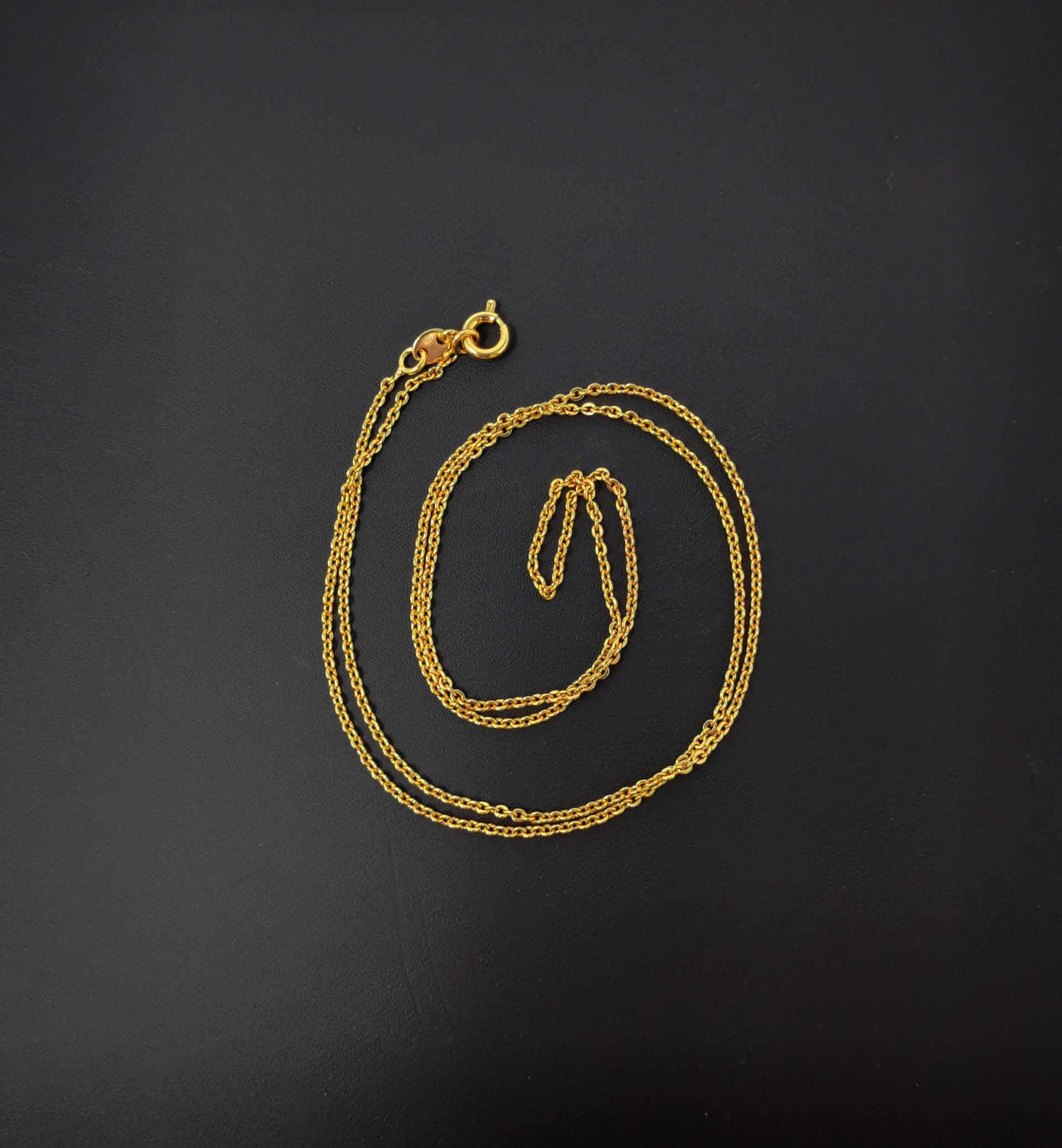 15.6'' Ready to Use 24K Gold Thin Rolo Necklace Chain, Layering Rolo Chain Dainty Necklace, For Pendant Charm Necklace Making, 840