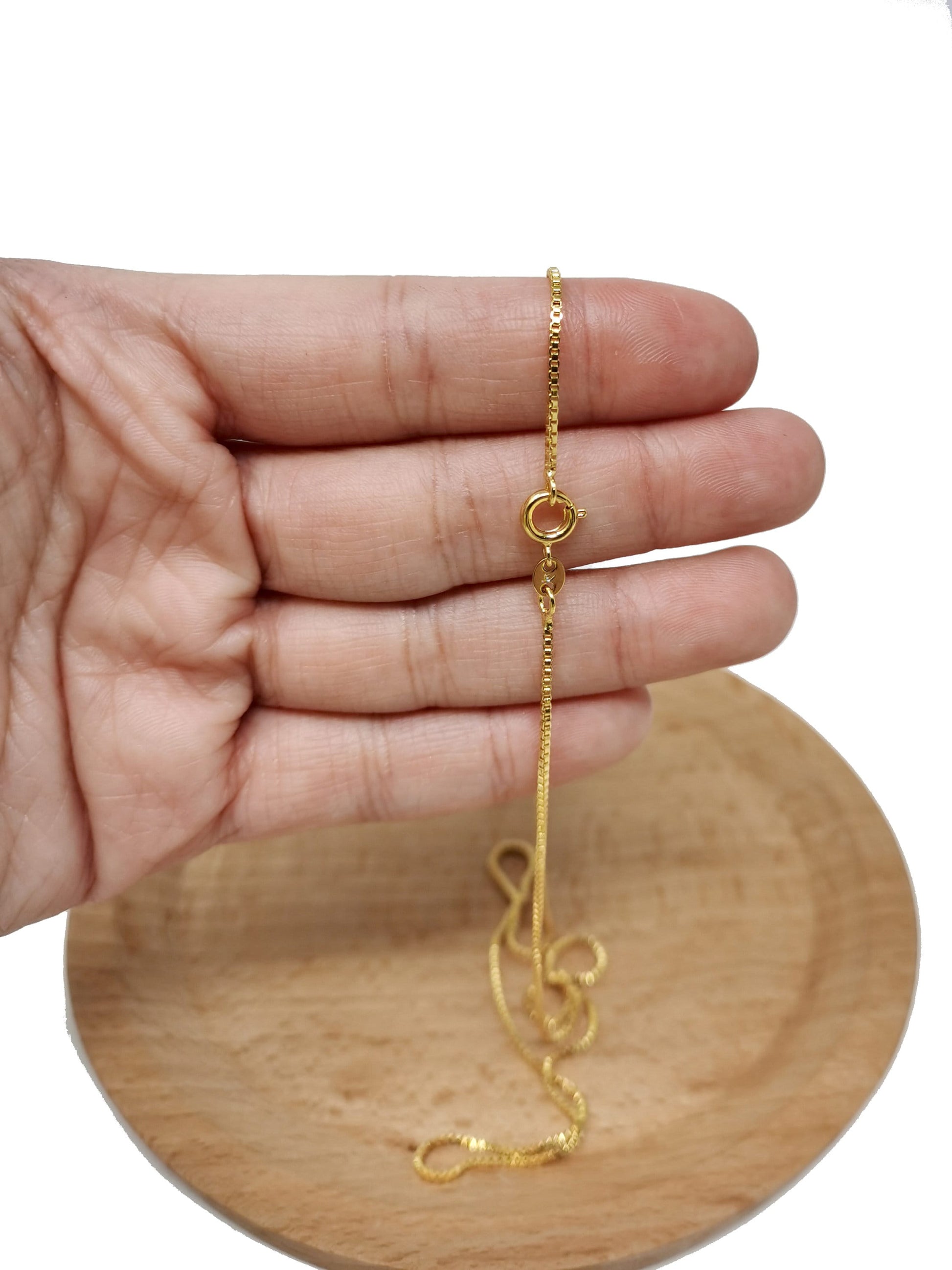 1pc 19.6'' ready to wear Gold Square Box Chain Necklace, Layering Dainty Box Chain For Jewelry Making with Pendant Charm Supplies, 470