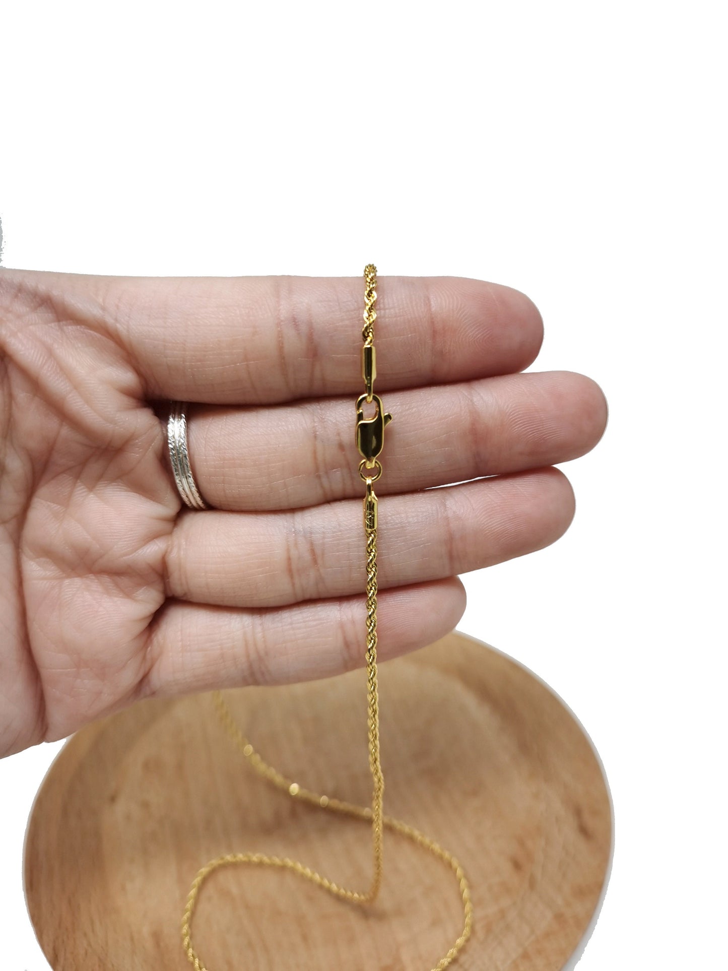 1pc 19.5'' Ready to Use 24K Gold Rope Necklace Chain, Layering Rope Chain Dainty Necklace, For Pendant Charm Necklace, CH-392