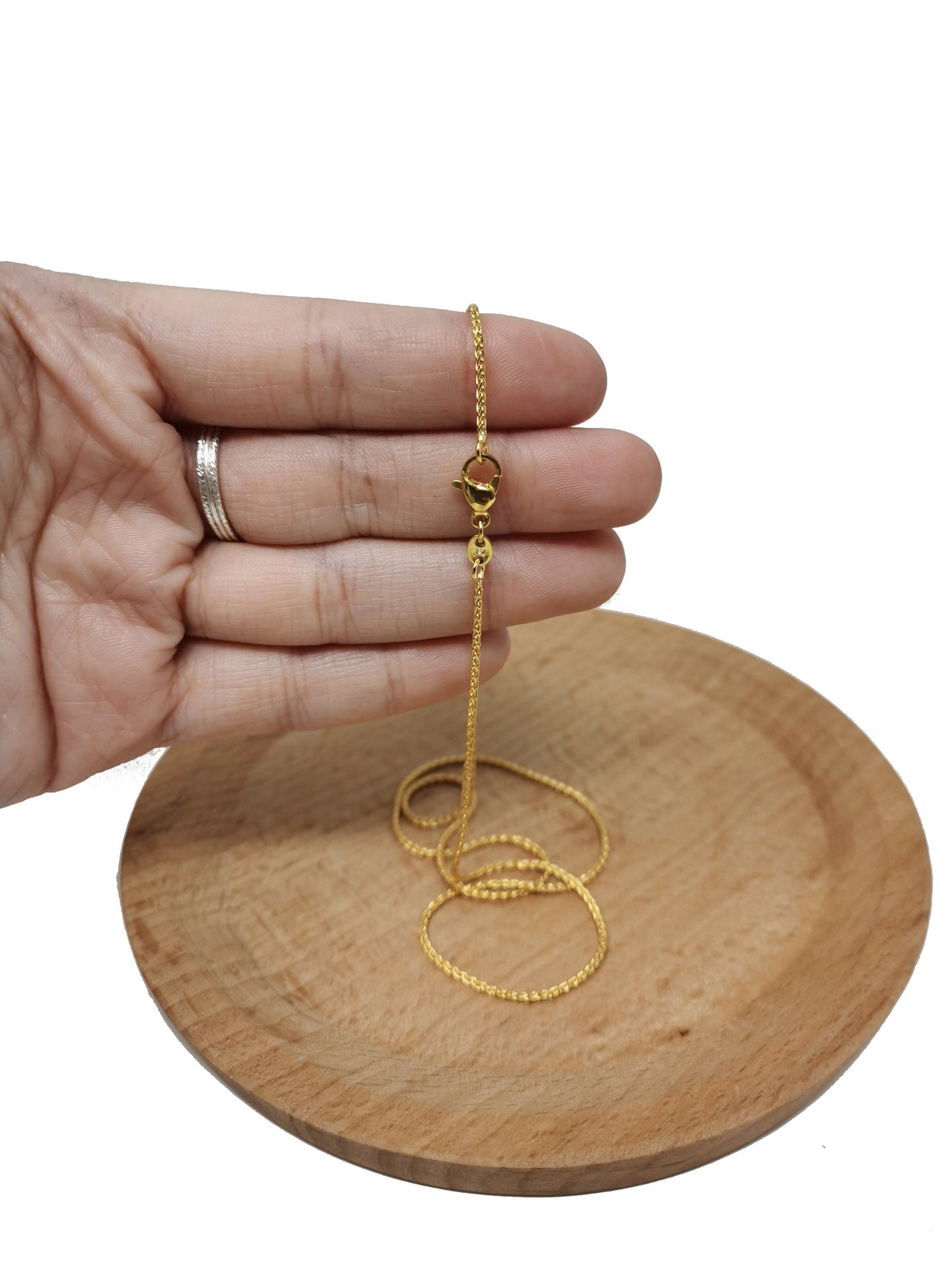 1pc 17.5'' Ready to Use 24K Gold Dainty Wheat Necklace Chain, Layer Fox Tail Chain Slender Necklace, For Pendant Charm Necklace Making, 172