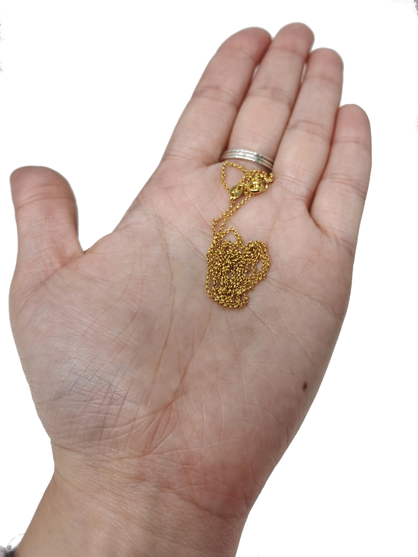 19.6'' Ready to Use 24K Gold Filled Thin Rolo Necklace Chain, Layering Rolo Chain Dainty Necklace, For Pendant Charm Necklace Making, CH-482