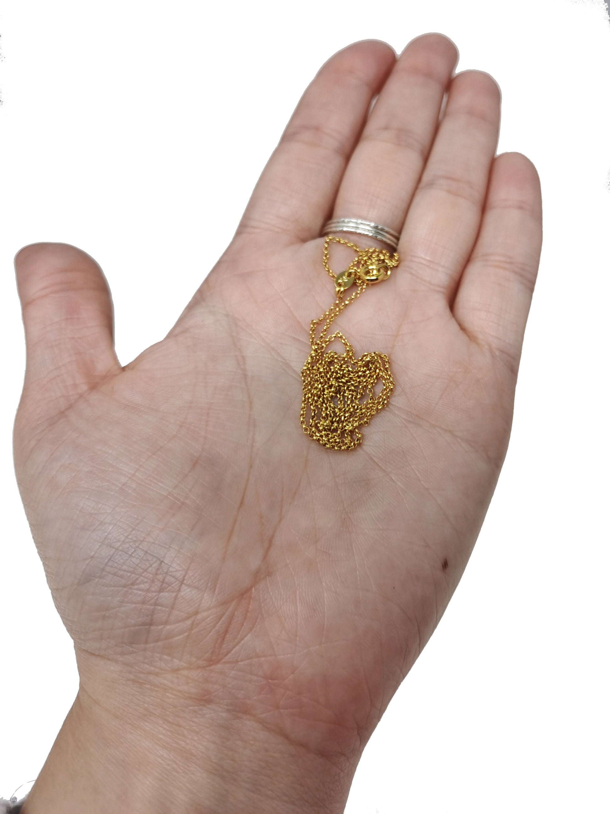 19.6'' Ready to Use 24K Gold Filled Thin Rolo Necklace Chain, Layering Rolo Chain Dainty Necklace, For Pendant Charm Necklace Making, CH-482