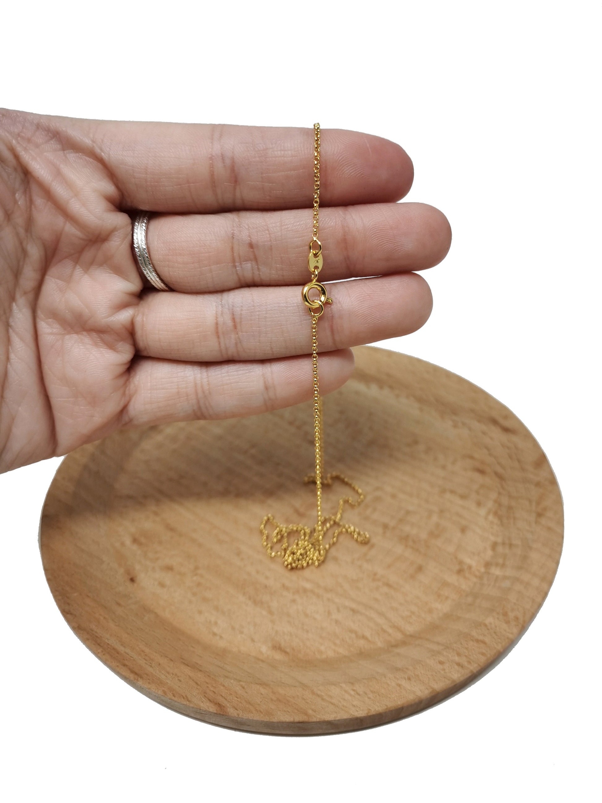 19.6'' Ready to Use 24K Gold Filled Thin Rolo Necklace Chain, Layering Rolo Chain Dainty Necklace, For Pendant Charm Necklace Making, CH-482
