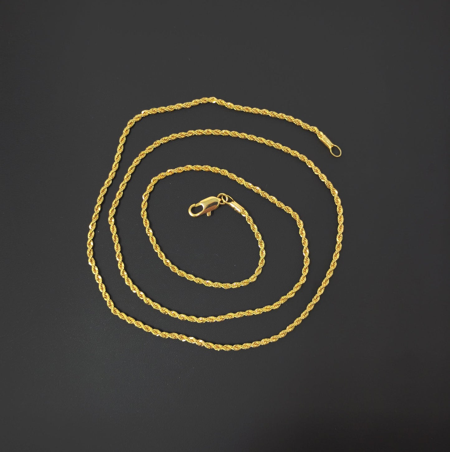 1pc 19.5'', 2mm Ready to Use 24K Gold Rope Necklace Chain, Layering Rope Chain Dainty Necklace, For Pendant Charm Necklace Making 392