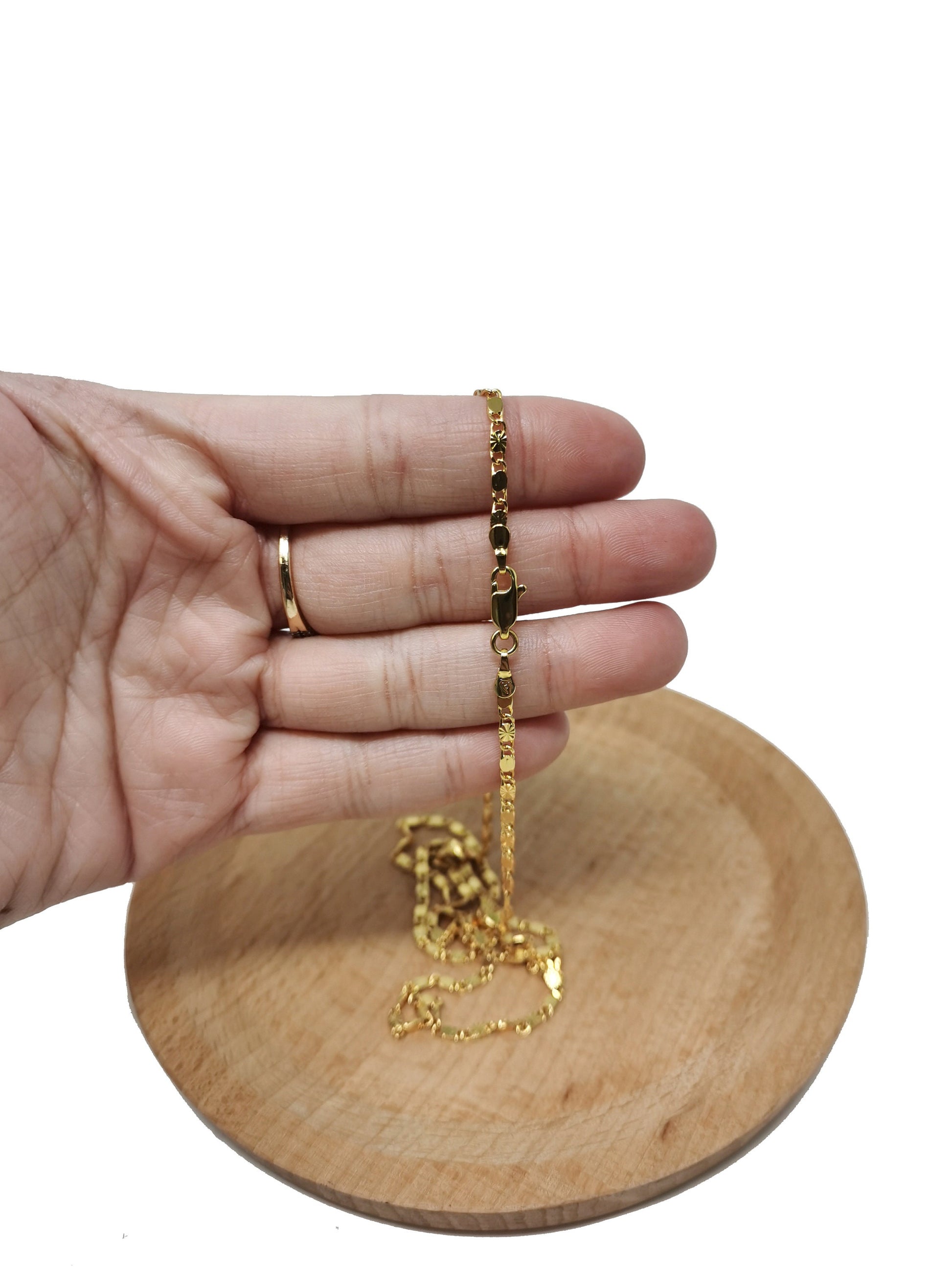 1pc 23.5'' Ready to Use 24K Goldplated Unique Necklace Chain, Layering Plate Lock Chain Dainty Necklace, Perfect for Pendant Necklace, 169