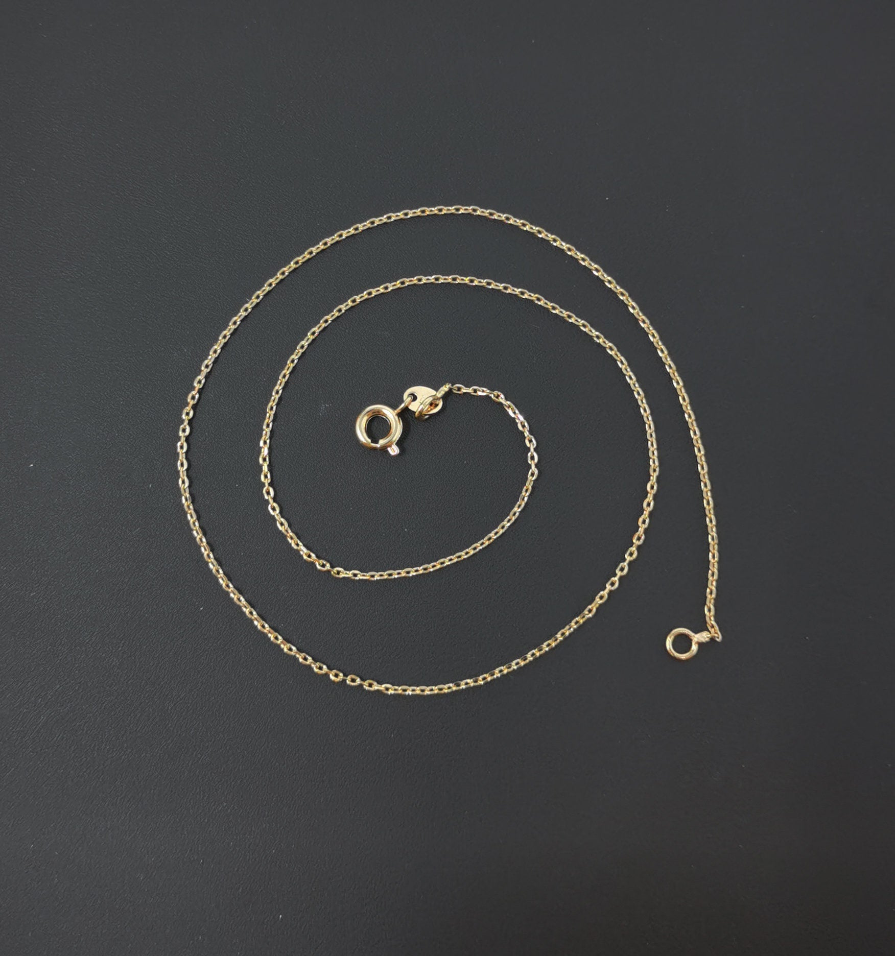 1pc 13.7'' Ready to Use 18K Gold Filled Thin Rolo Necklace Chain, Layering Rolo Chain Dainty Necklace, For Pendant Charm Necklace Making 497