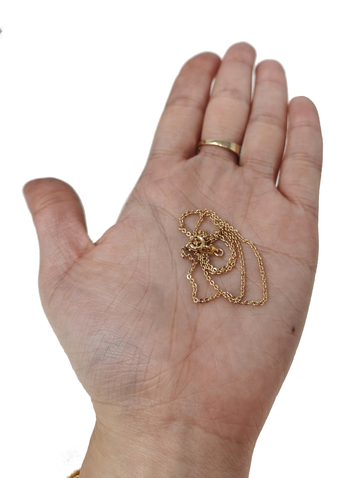 1pc 13.7'' Ready to Use 18K Gold Filled Thin Rolo Necklace Chain, Layering Rolo Chain Dainty Necklace,For Pendant Charm Necklace Making, 502