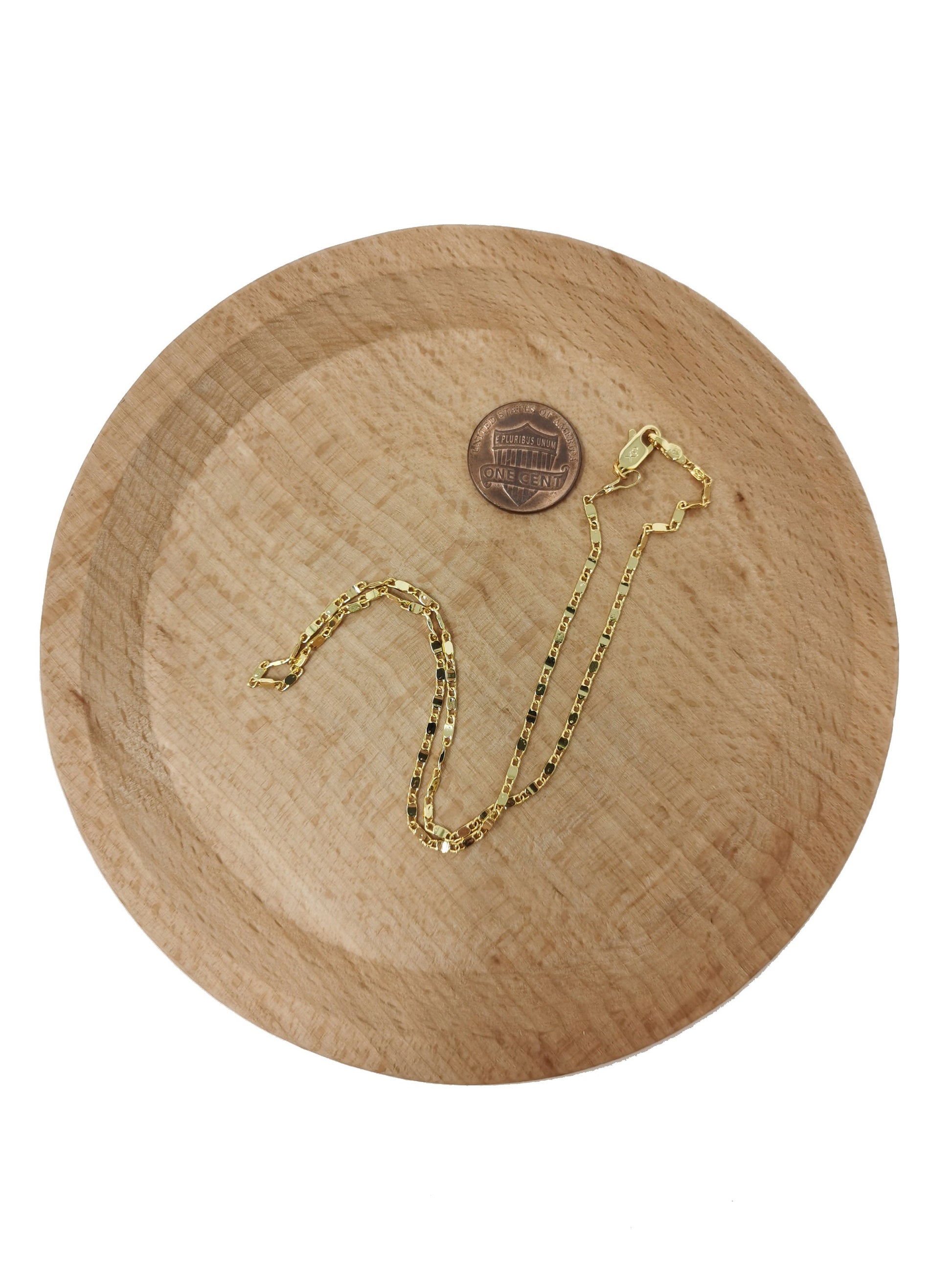1pc 13.7'' Ready to Use 24K Gold Filled Unique Necklace Chain, Layering Plate Lock Chain Dainty Necklace, Perfect Pendant Charm Necklace 507