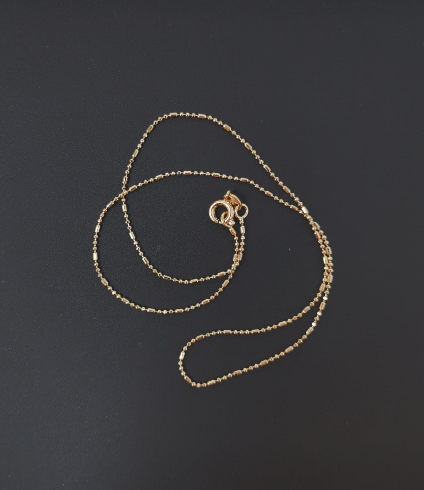 1pc 13.7'' Ready to Use 18K Rose Gold Bead Necklace Chain, Layering Beaded Chain, Dainty Beaded Necklace, For Pendant Chain Necklace, 508