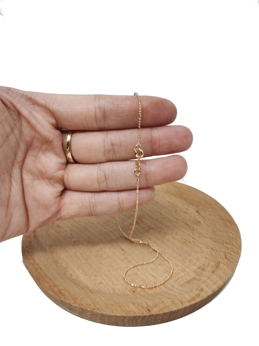 1pc 13.7'' Ready to Use 18K Rose Gold Bead Necklace Chain, Layering Beaded Chain, Dainty Beaded Necklace, For Pendant Chain Necklace, 508