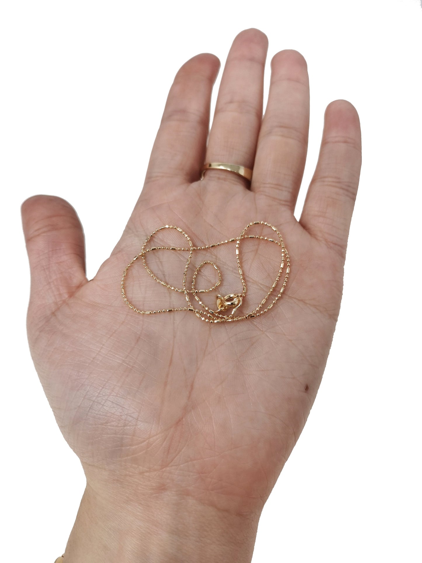 1pc 13.7'' Ready to Use 18K Rose Gold Bead Necklace Chain, Layering Beaded Chain, Dainty Beaded Necklace, For Pendant Chain Necklace, 508