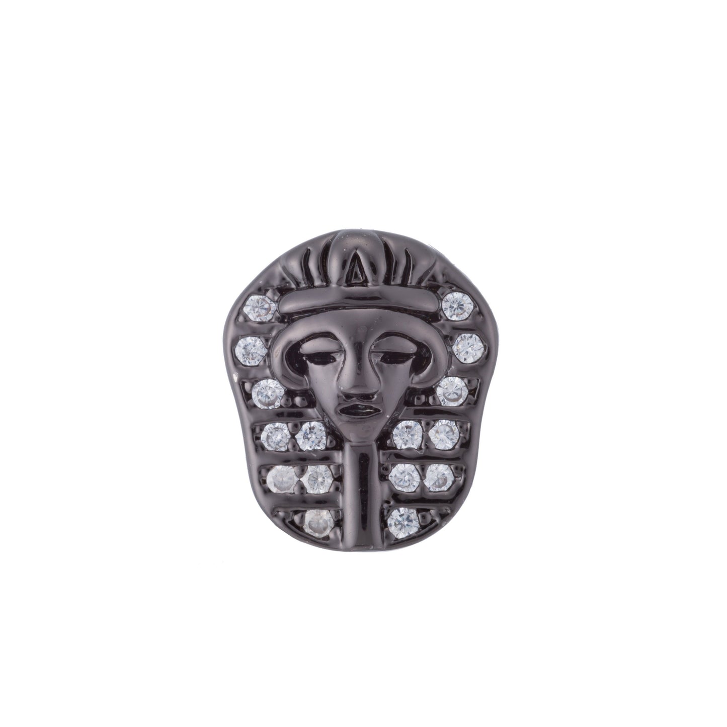 1pc Gold Egyptian Pharaoh CZ Micro Pave Beads, CZ Micro Pave Bracelet Connector, For Bracelet Making Supply Findings, Hole Size 2mm
