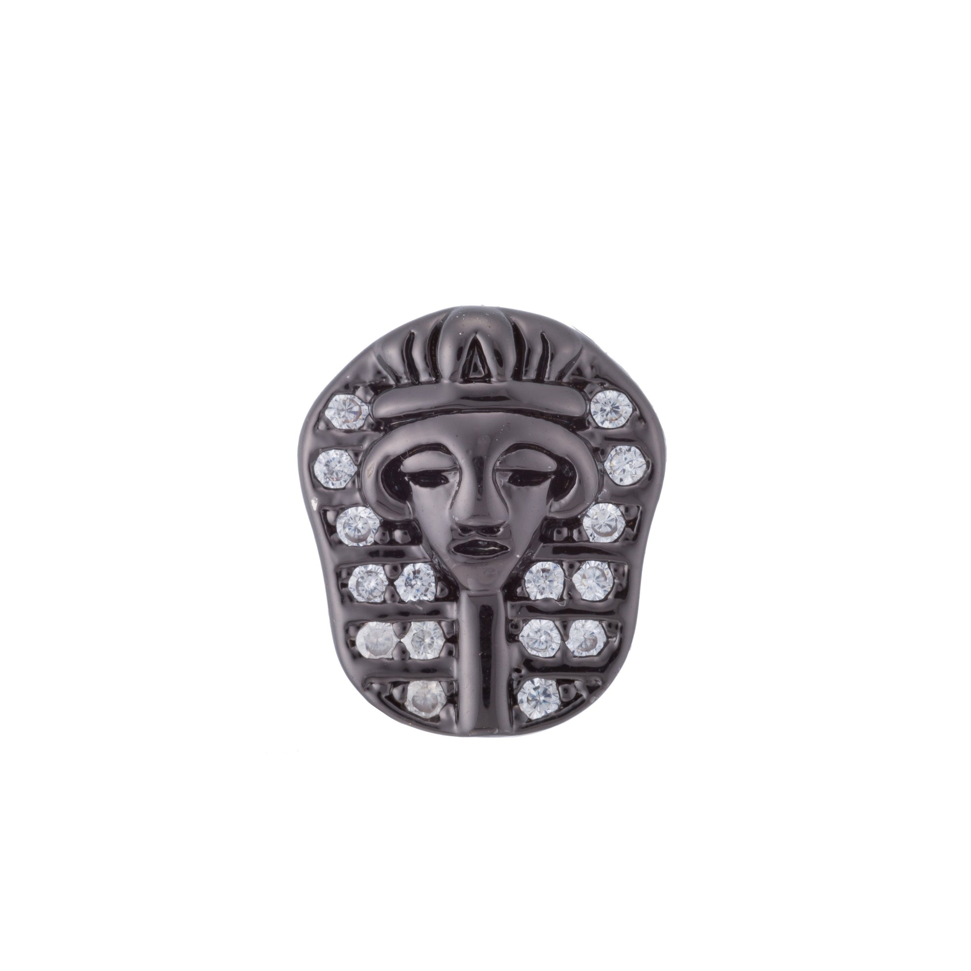 1pc Gold Egyptian Pharaoh CZ Micro Pave Beads, CZ Micro Pave Bracelet Connector, For Bracelet Making Supply Findings, Hole Size 2mm