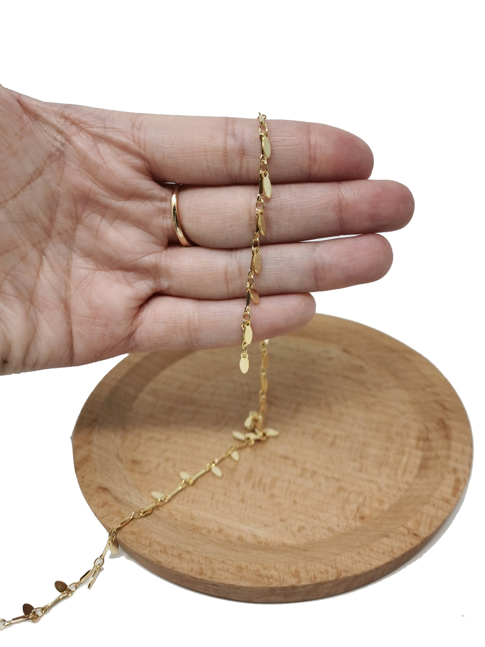 Oval Charm 14K Gold Chain by Yard, Ellipse Oval Charm Chain by Foot, Wholesale bulk Roll Chain for Jewelry Making, Thickness 1mm, 12