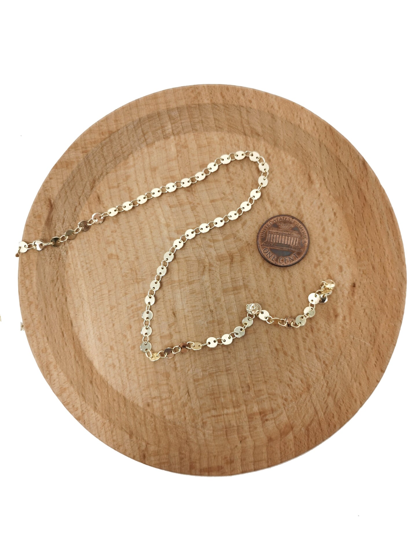 14K Gold Filled Anchor Chain by Yard, Round Circle Disc Charm Chain by Foot, Wholesale bulk Roll Chain for Jewelry Making, Thickness 1mm, 21