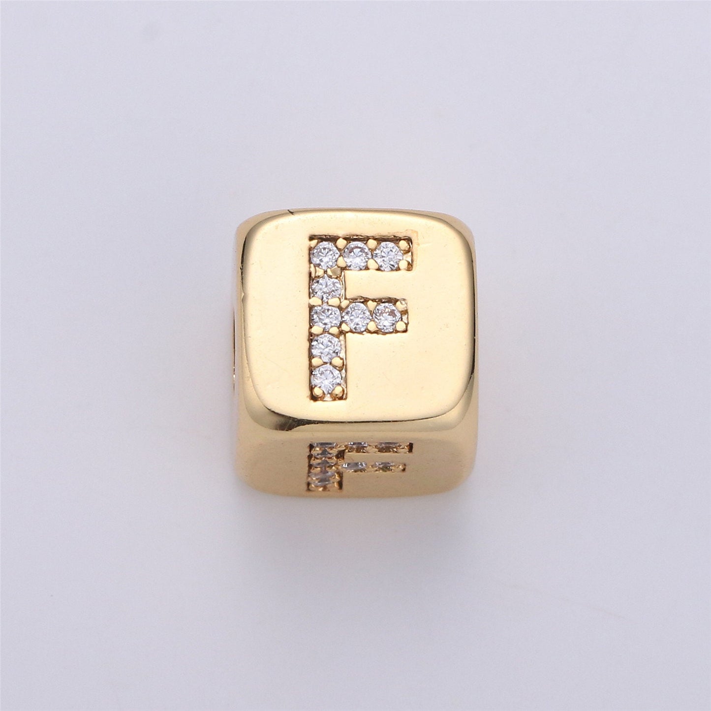 9x9mm Gold Initial Letter Beads, Alphabet Beads, Initial Beads, Alphabet Blocks Micro Pave Initial Block CharmforBracelet Necklace