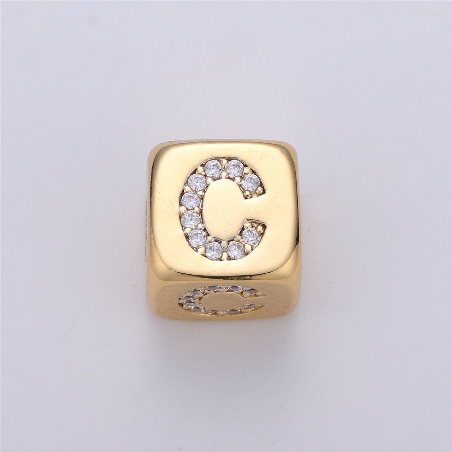9x9mm Gold Initial Letter Beads, Alphabet Beads, Initial Beads, Alphabet Blocks Micro Pave Initial Block CharmforBracelet Necklace