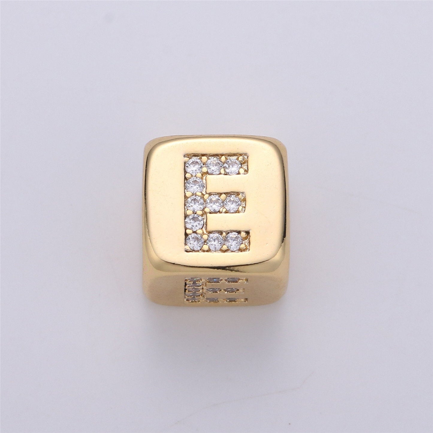 9x9mm Gold Initial Letter Beads, Alphabet Beads, Initial Beads, Alphabet Blocks Micro Pave Initial Block CharmforBracelet Necklace