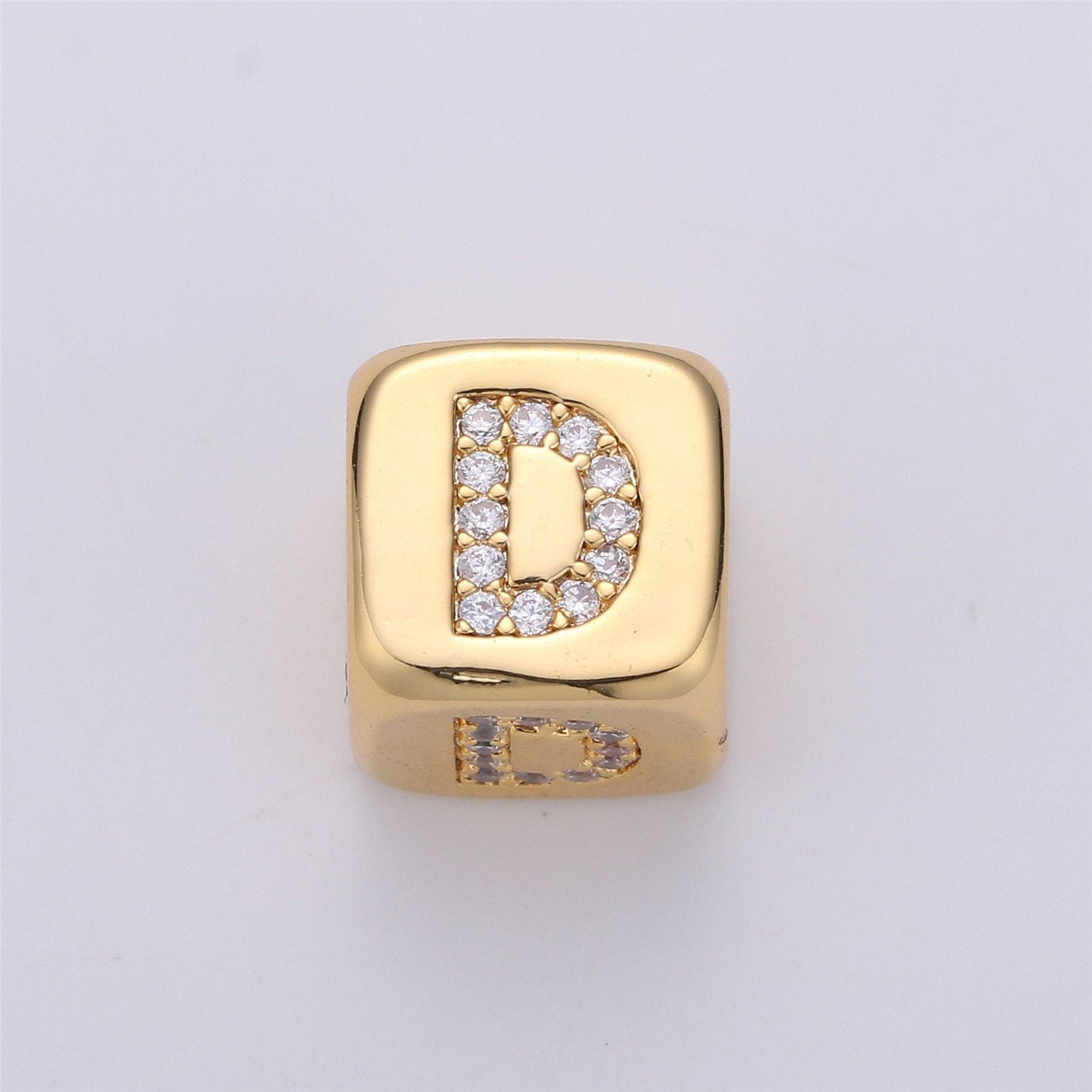 9x9mm Gold Initial Letter Beads, Alphabet Beads, Initial Beads, Alphabet Blocks Micro Pave Initial Block CharmforBracelet Necklace