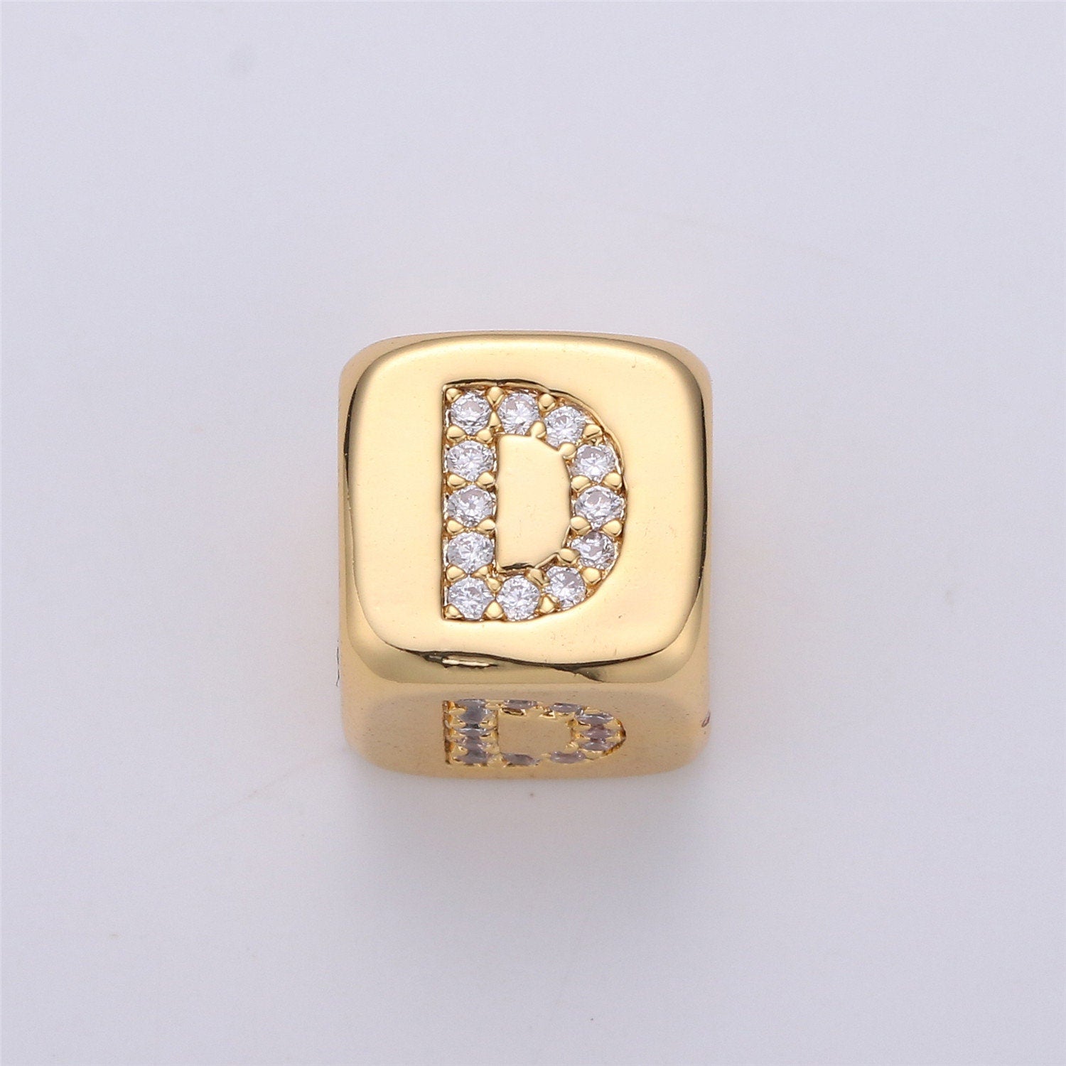 9x9mm Gold Initial Letter Beads, Alphabet Beads, Initial Beads, Alphabet Blocks Micro Pave Initial Block CharmforBracelet Necklace
