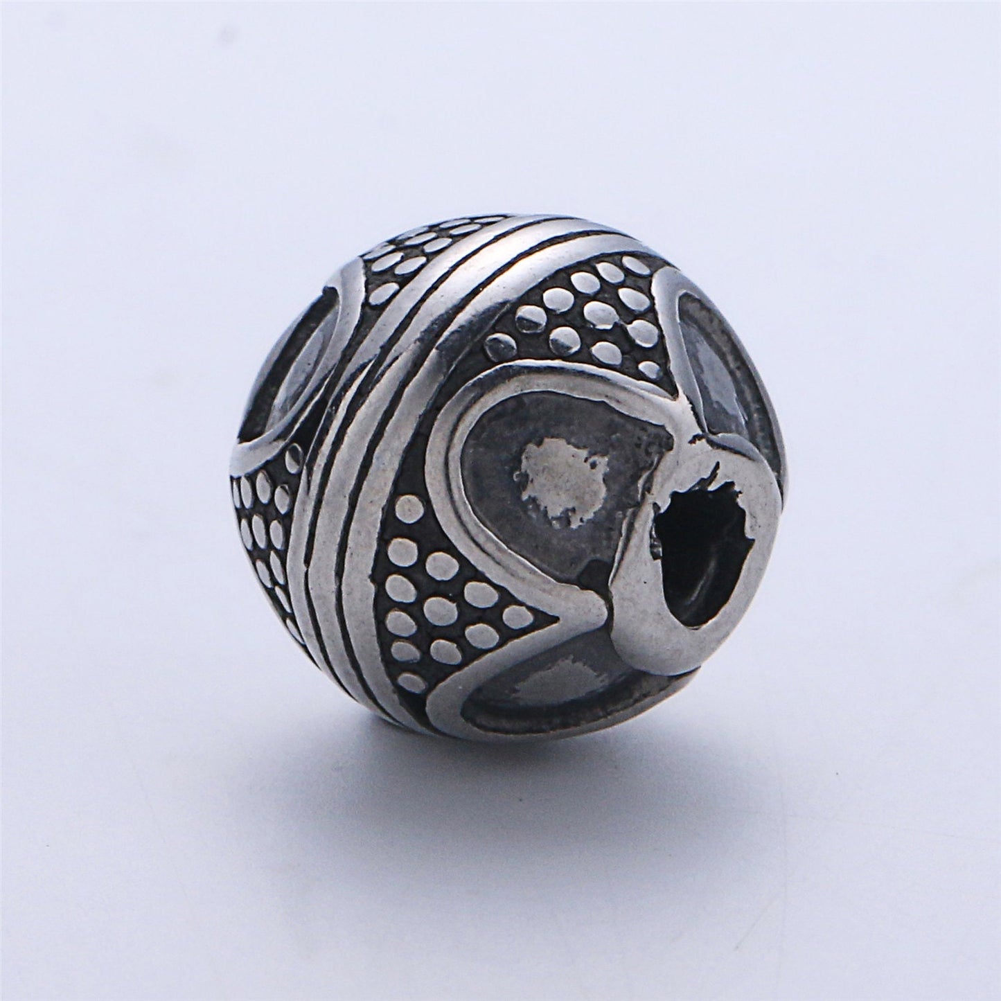 1pc Stainless Steel Lotus Ball Charm Spacer Bead, for DIY Jewelry Making European Charms Beaded Bracelet, Bead Size 11x10mm, B-431