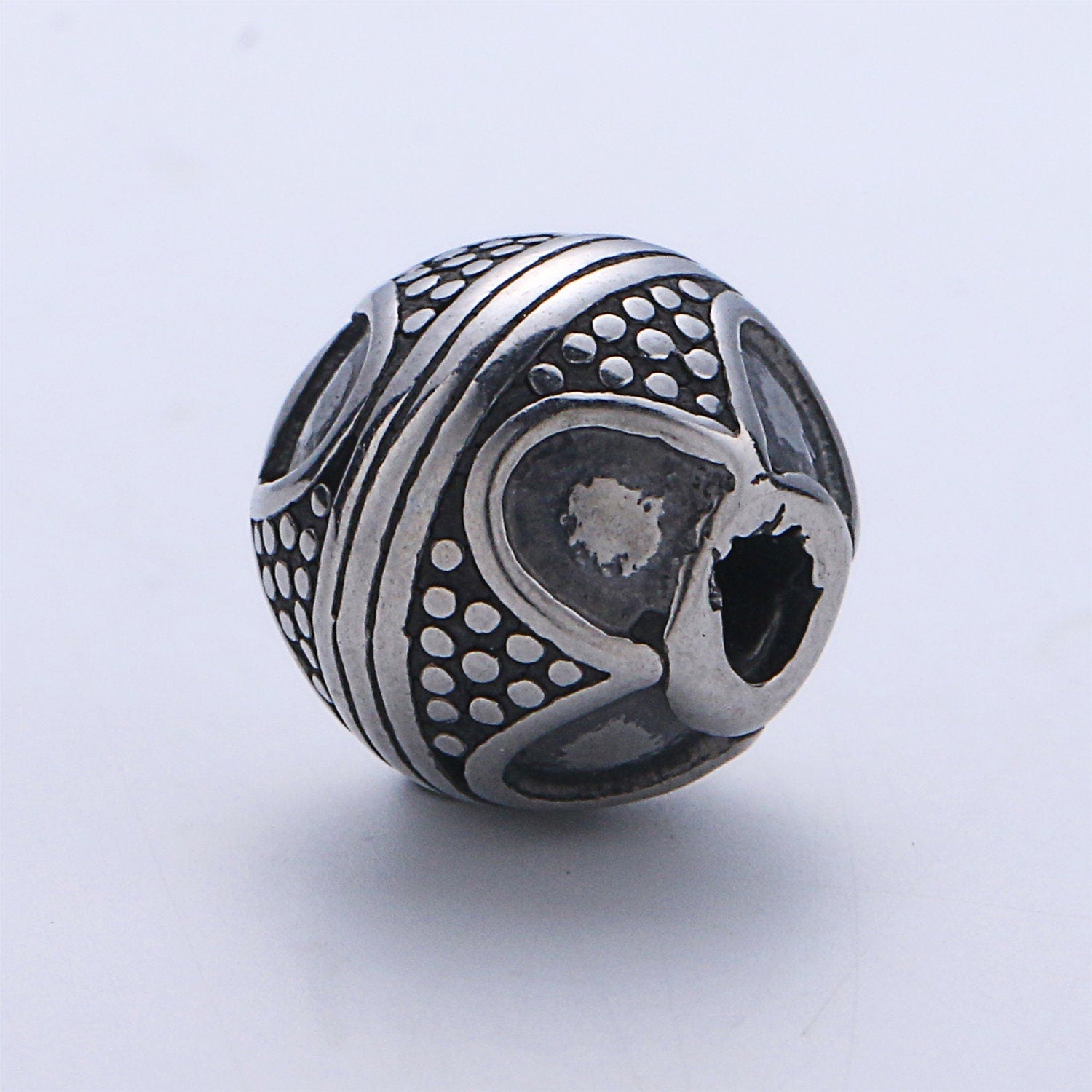 1pc Stainless Steel Lotus Ball Charm Spacer Bead, for DIY Jewelry Making European Charms Beaded Bracelet, Bead Size 11x10mm, B-431