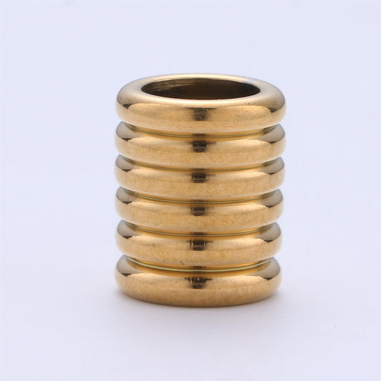 1pc Stainless Steel Gold Large Hole Wheel Pattern Spacer Bead, for DIY Jewelry Making European Charms Beaded Bracelet, Size 11x8mm Hole 4mm