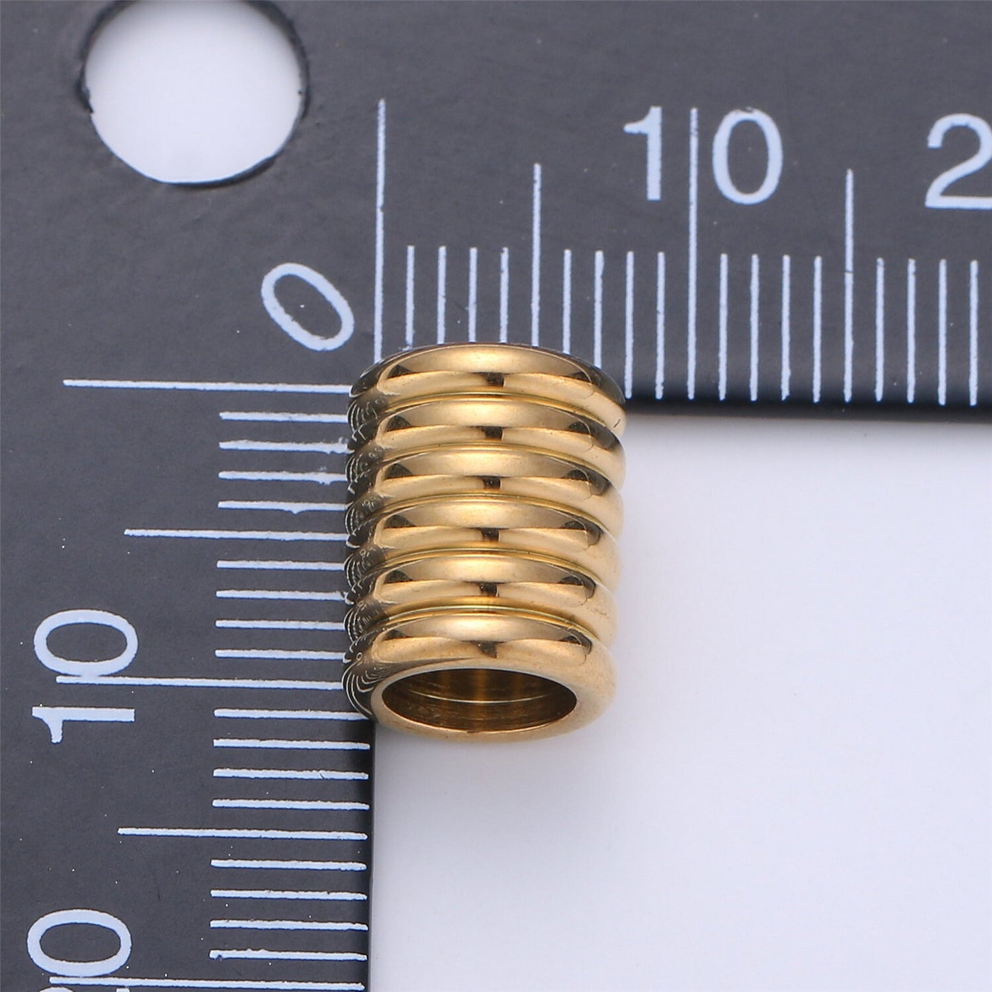 1pc Stainless Steel Gold Large Hole Wheel Pattern Spacer Bead, for DIY Jewelry Making European Charms Beaded Bracelet, Size 11x8mm Hole 4mm