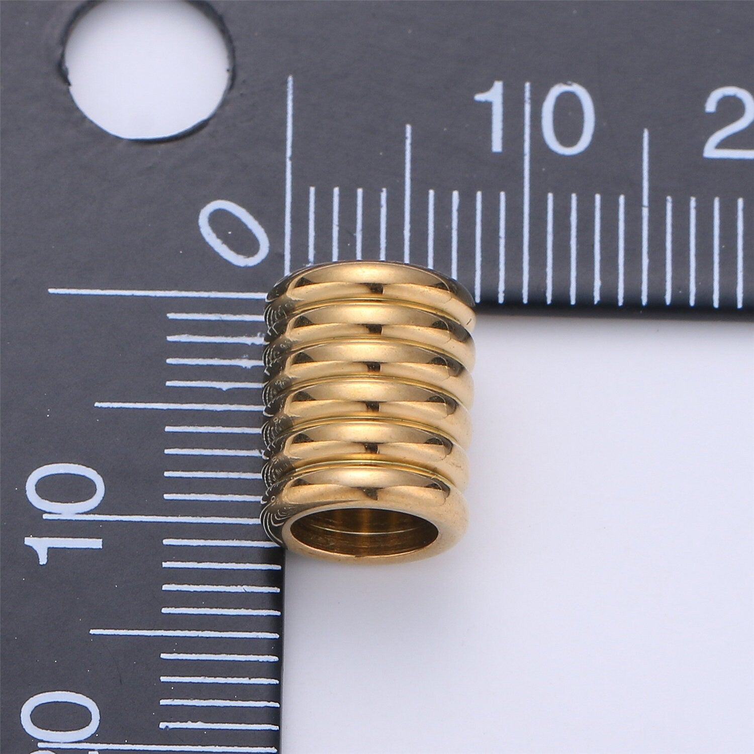 1pc Stainless Steel Gold Large Hole Wheel Pattern Spacer Bead, for DIY Jewelry Making European Charms Beaded Bracelet, Size 11x8mm Hole 4mm