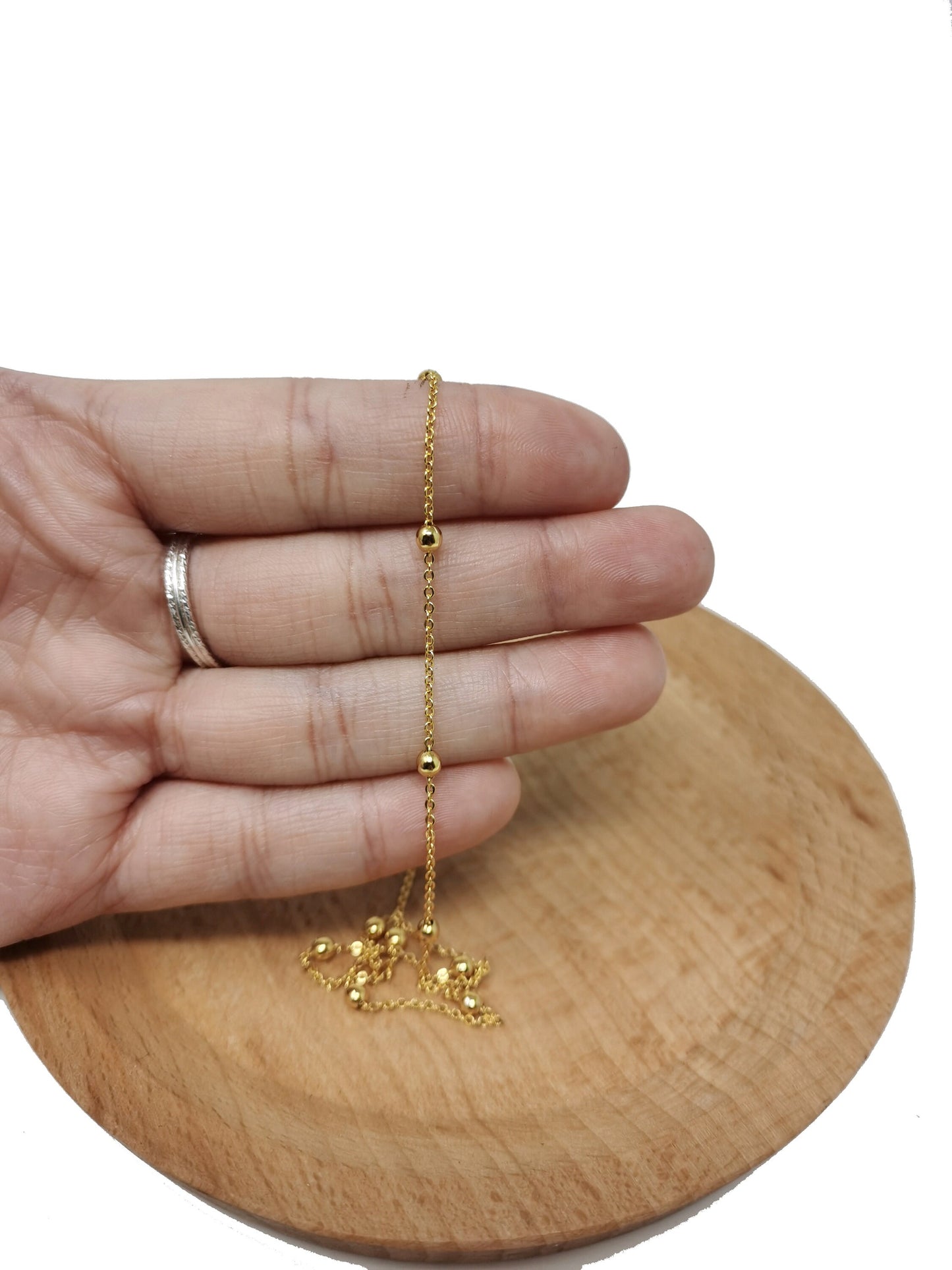 1pc 23.5 inches Gold Ball Satellite Necklace Chain,Satellite Gold Satellite Choker Chain,Spring Ring Clasp for DIY chain 393
