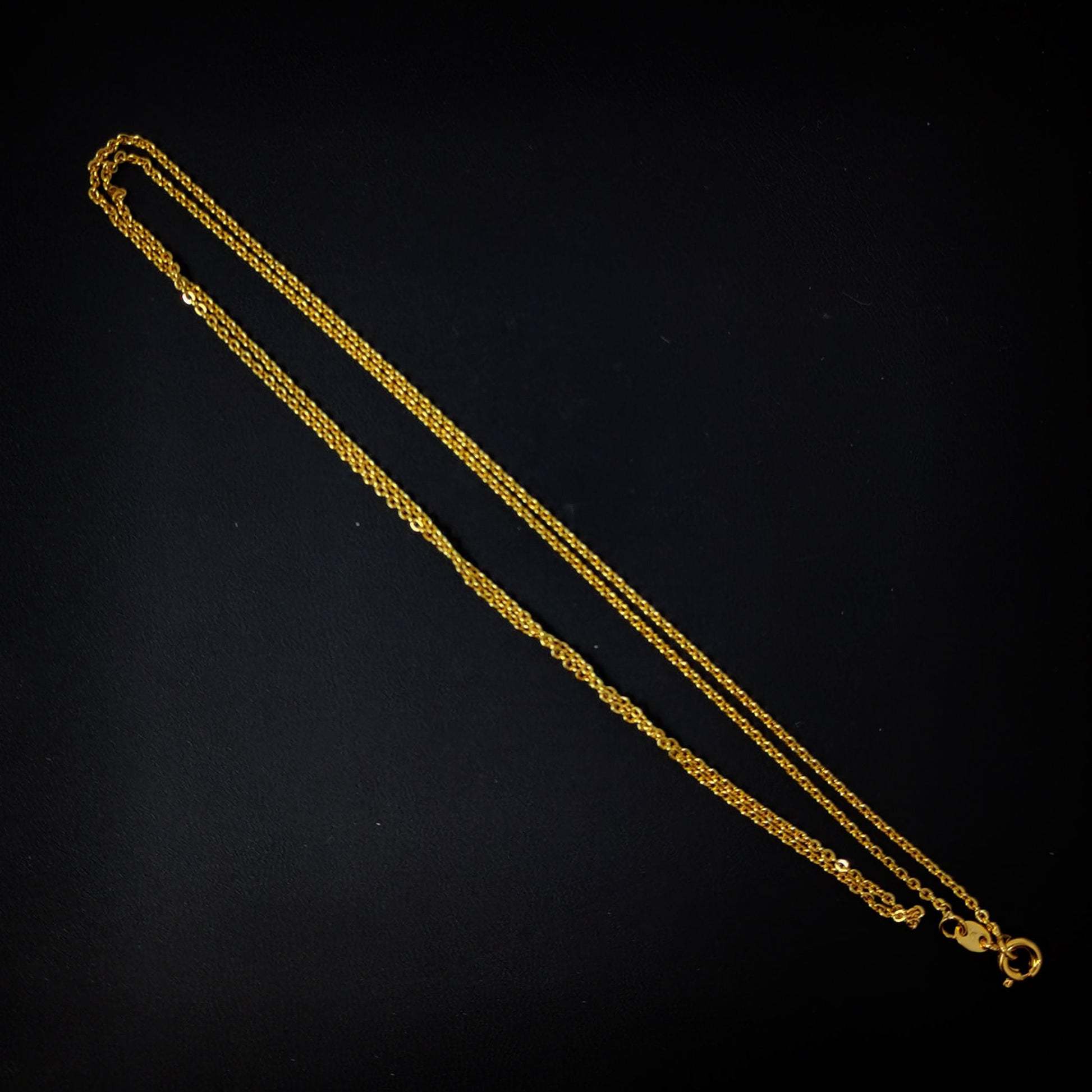 1pc 23.5" Ready to Use 24K Gold Cable Rolo Necklace Chain, Layering Cable Chain Dainty Necklace, For Pendant Charm Necklace, 870