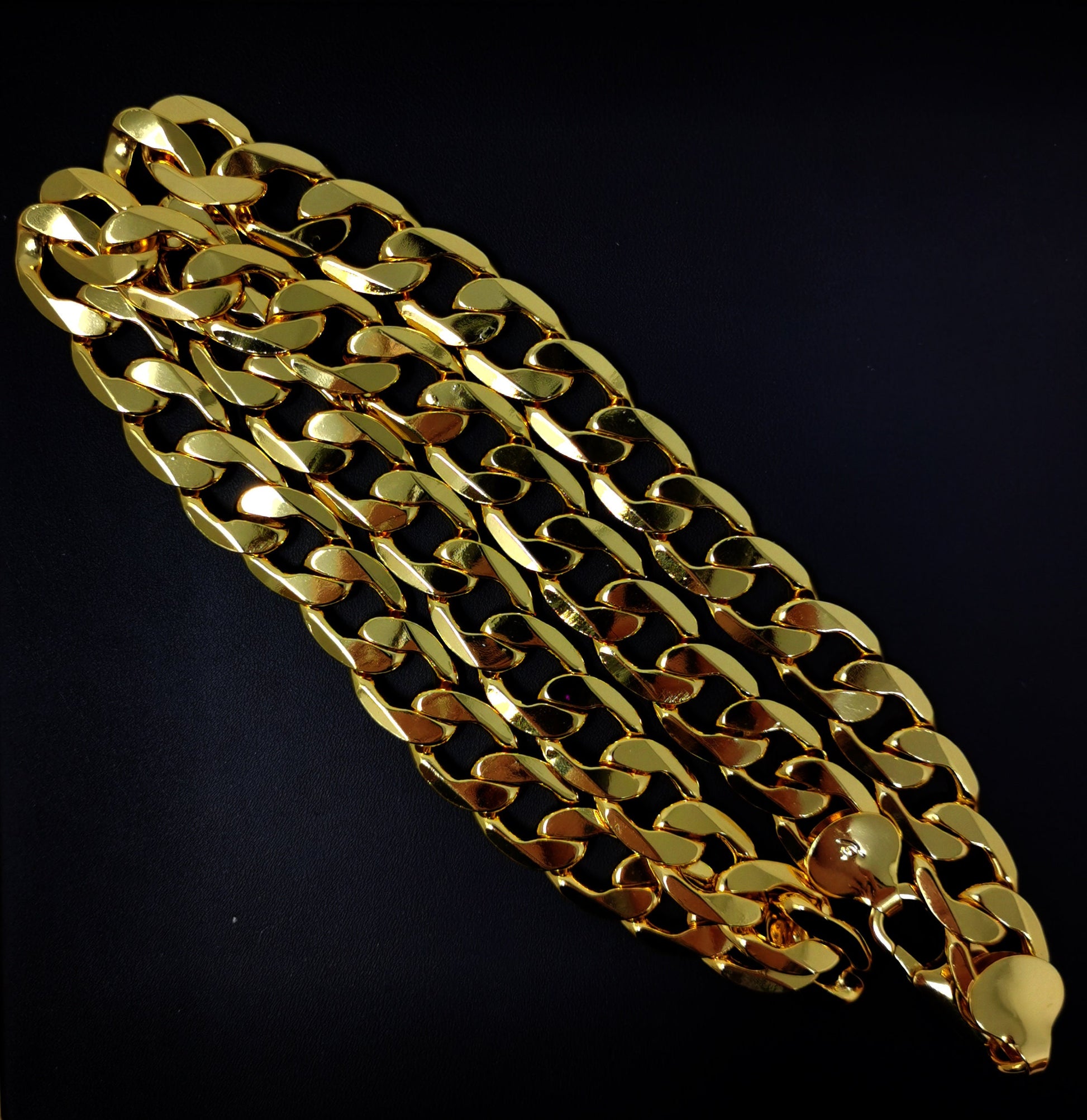 1pc 23.5'' Ready to Use 24K Gold Filled Cuban Curb Necklace Chain, Layer Cuban Curb Chain Thick Necklace, Pendant Charm Necklace Making-406