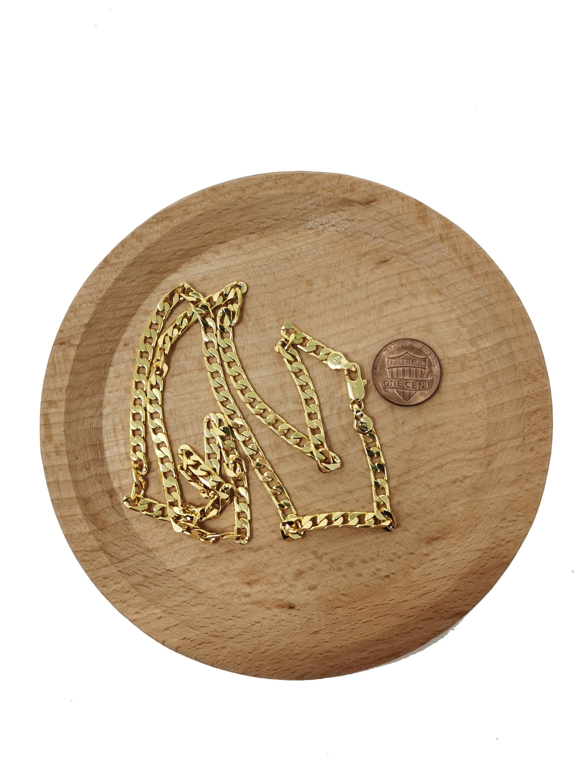 1pc 23.5'' Ready to Use 24K Gold Filled Cuban CurbNecklace ChainLayer Cuban Curb Chain Dainty Necklace,ForPendant Charm Necklace Making, 416
