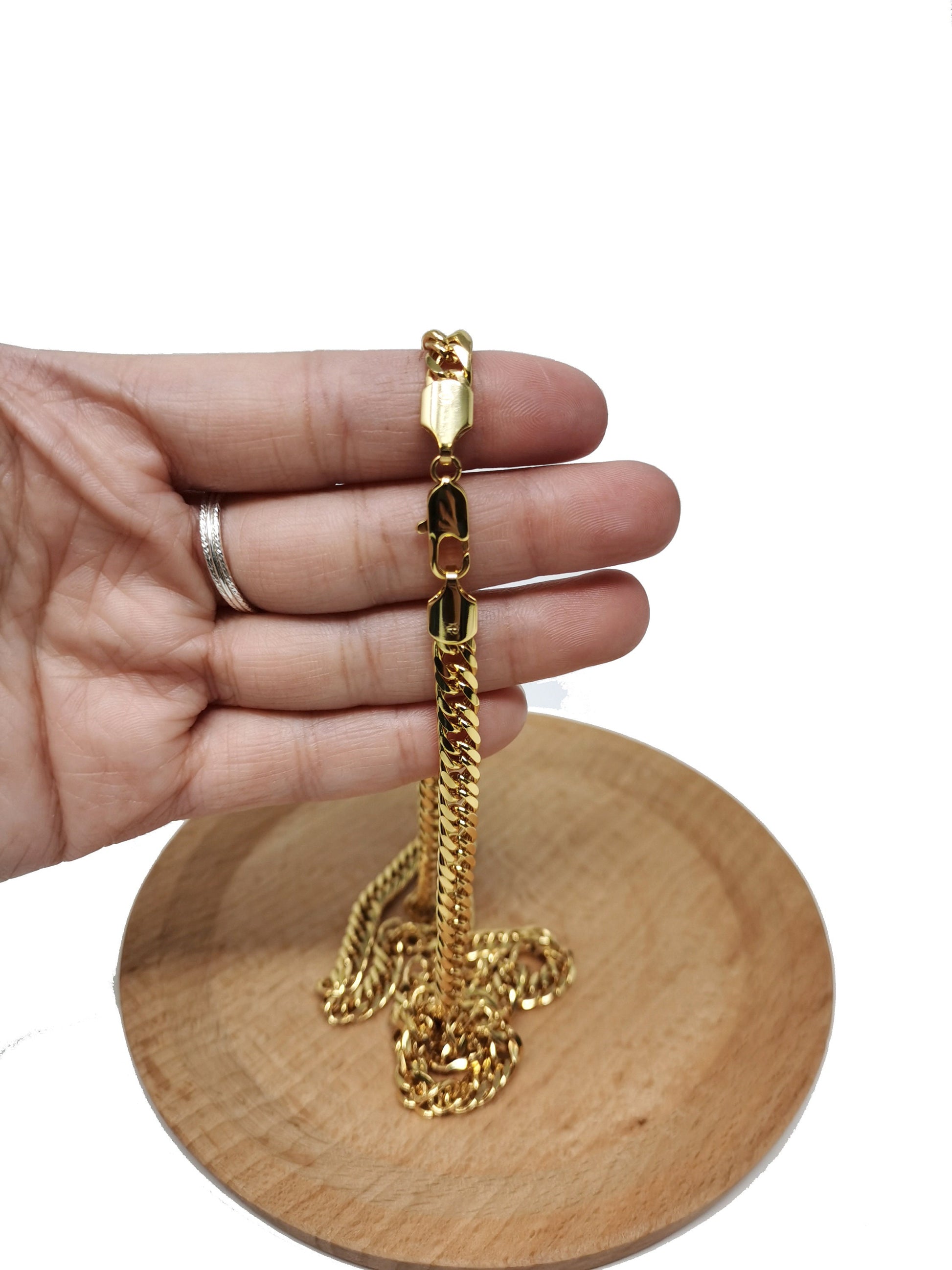 1pc 23.5'' Ready to Use 24K Gold Filled Cuban Curb Necklace Chain, Layer Cuban Curb Chain Dainty Necklace, Pendant Charm Necklace Making-417