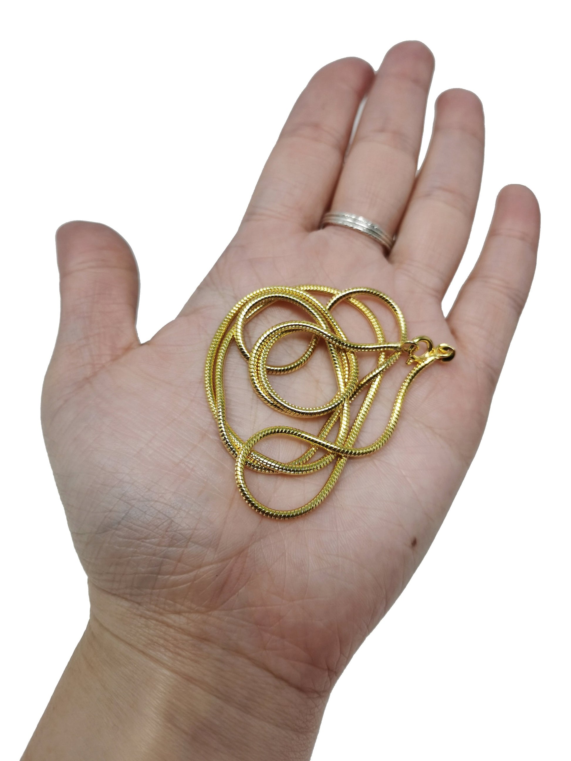 1pc 17.2'' Ready to Use Gold Cocoon Necklace Chain, Layer Snake Chain Dainty Necklace, For Pendant Charm Necklace Making, 750