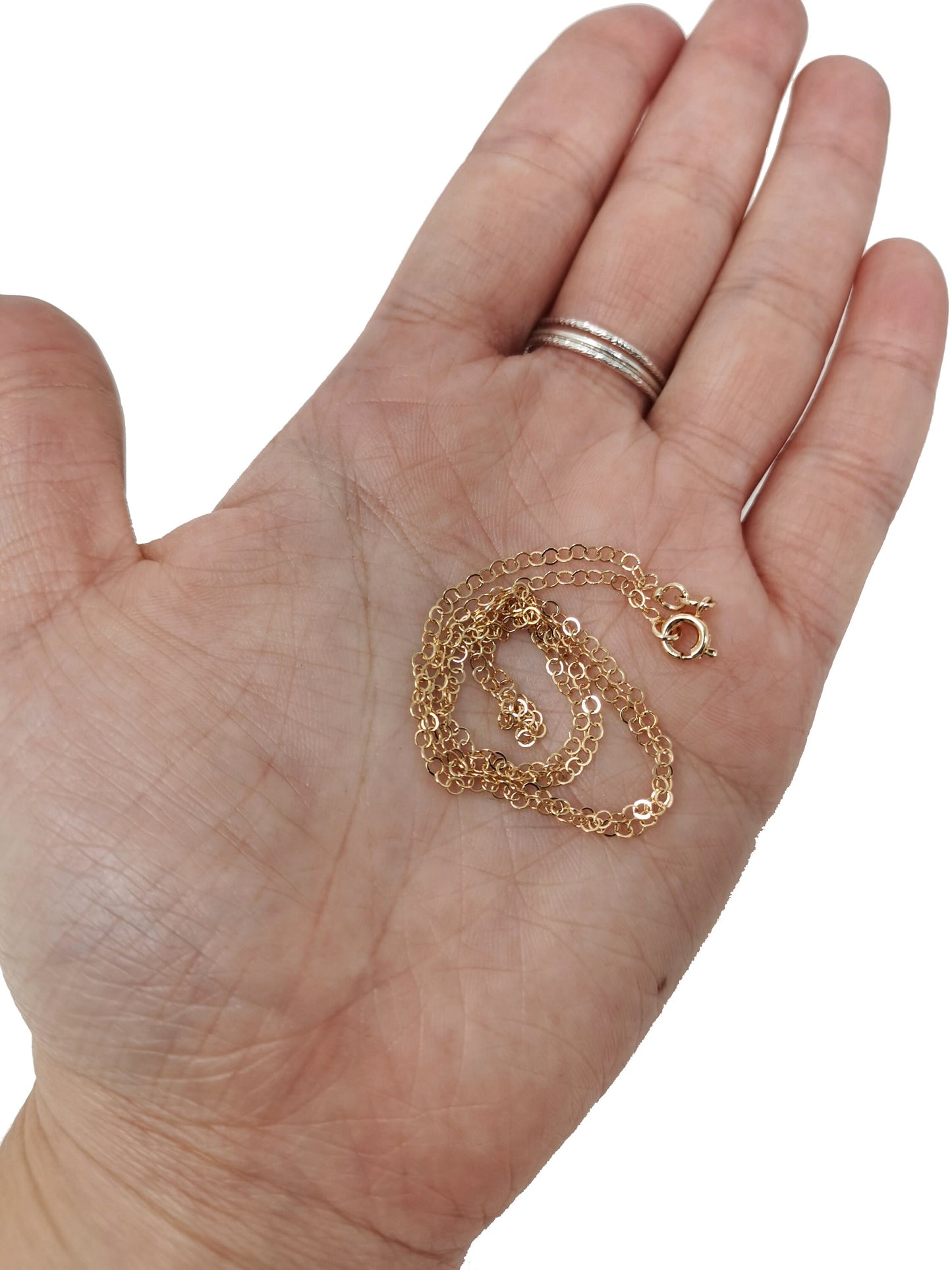 17.7'' Ready to Use 18K Gold Filled Thin Rolo Necklace Chain, Layering Cable Chain Rolo Dainty Necklace, For Pendant Charm Necklace,CH- 429