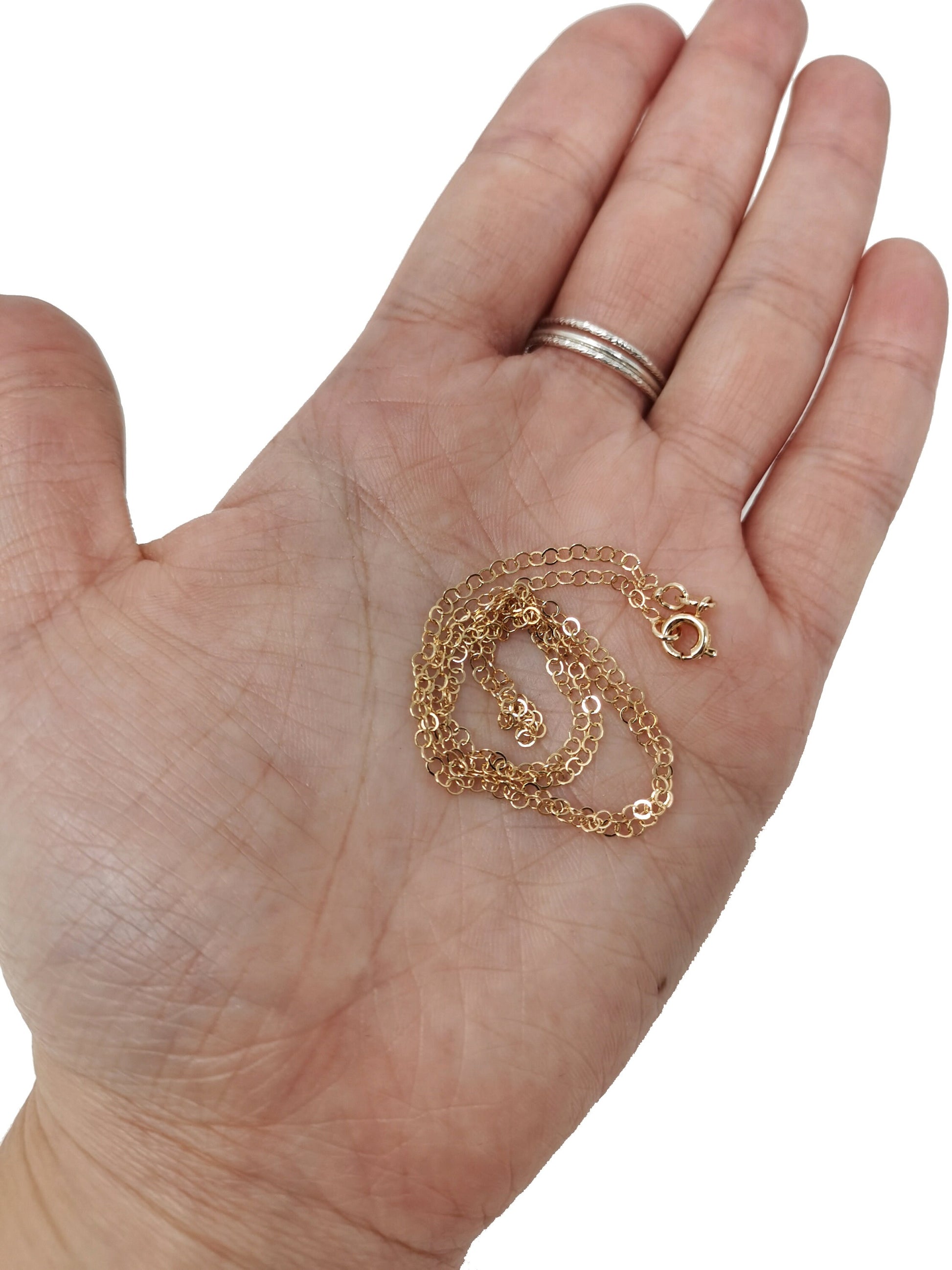 17.7'' Ready to Use 18K Gold Filled Thin Rolo Necklace Chain, Layering Cable Chain Rolo Dainty Necklace, For Pendant Charm Necklace,CH- 429