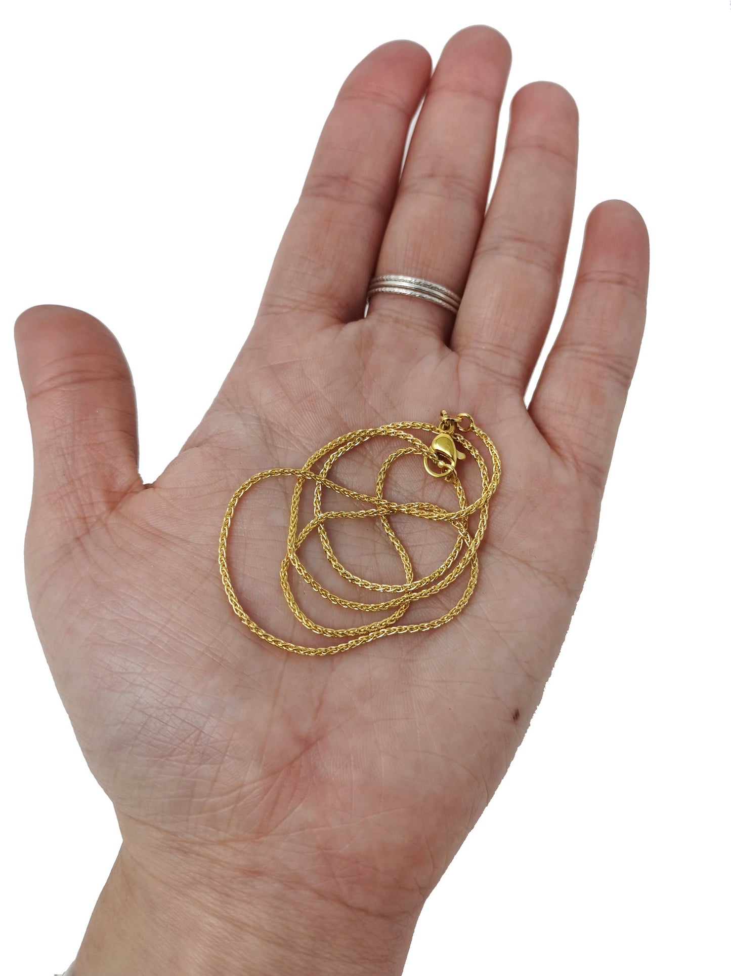 1pc 17.7'' Ready to Use 24K Gold Filled Wheat Necklace Chain, Layer Fox Tail Chain Dainty Necklace, For Pendant Charm Necklace Making,CH-432
